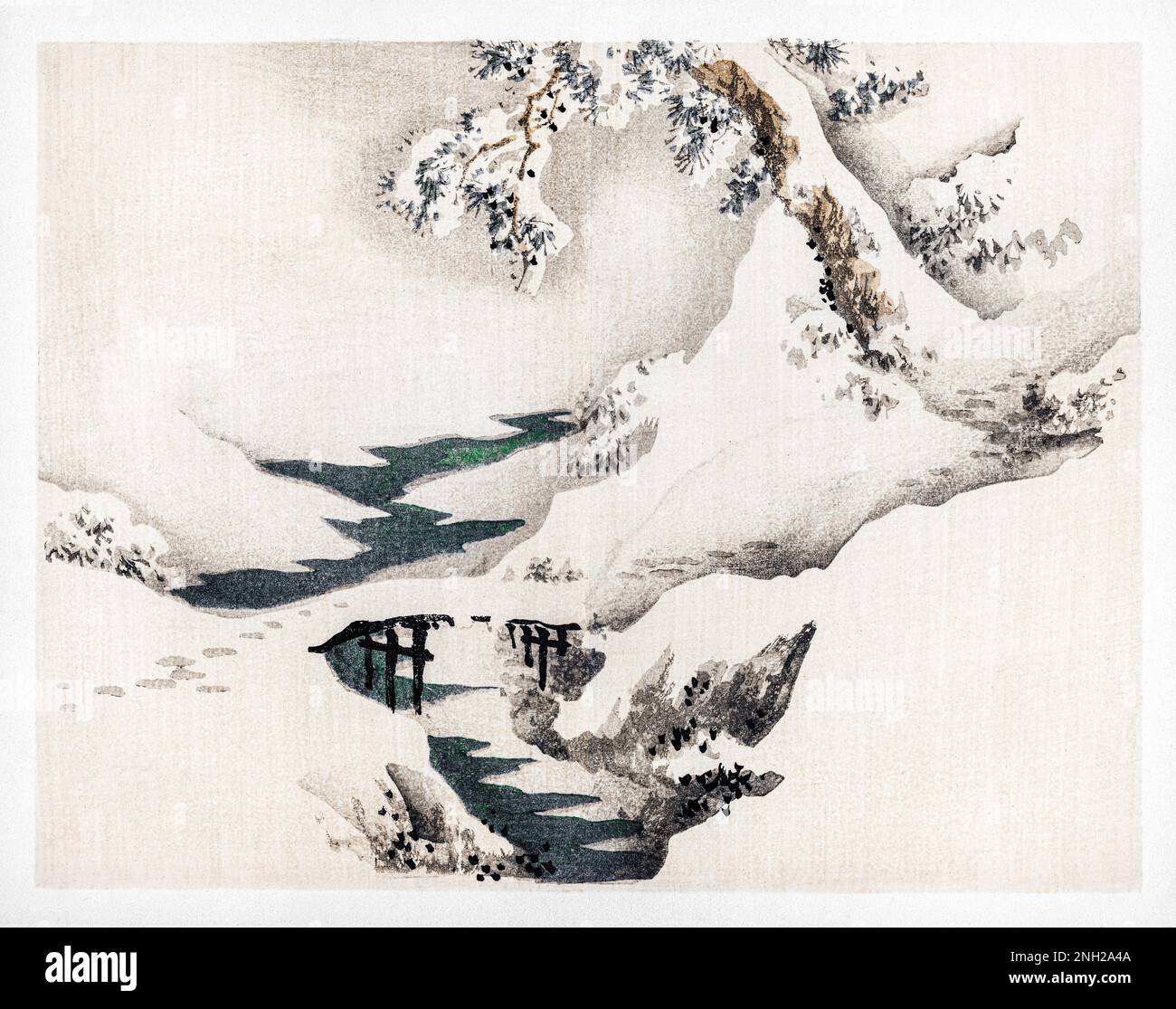 Snowscape par Kōno Bairei (1844-1895). Amélioration numérique de notre propre édition originale de Barei Gakan en 1913. Banque D'Images