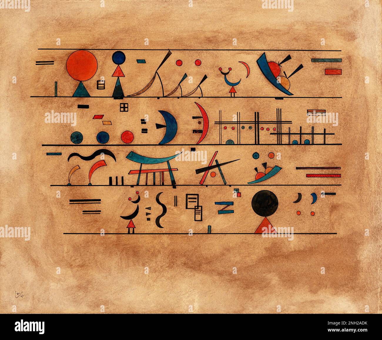 Les chaînes de caractères (1931) sont imprimées en haute résolution par Wassily Kandinsky. Banque D'Images