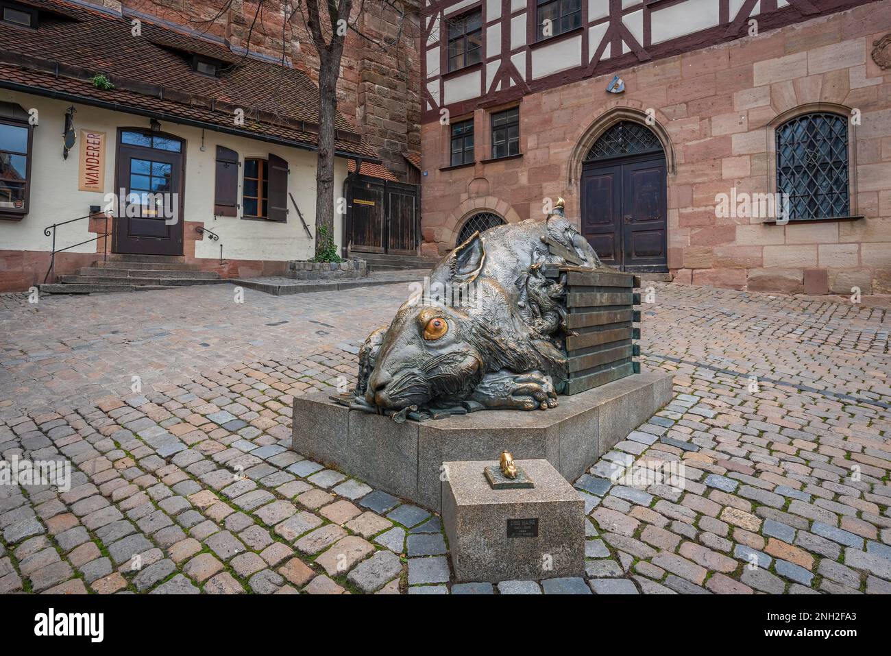 Sculpture de lapin (Der Hase) basée sur Albrecht Durer Work - Nuremberg, Bavière, Allemagne Banque D'Images