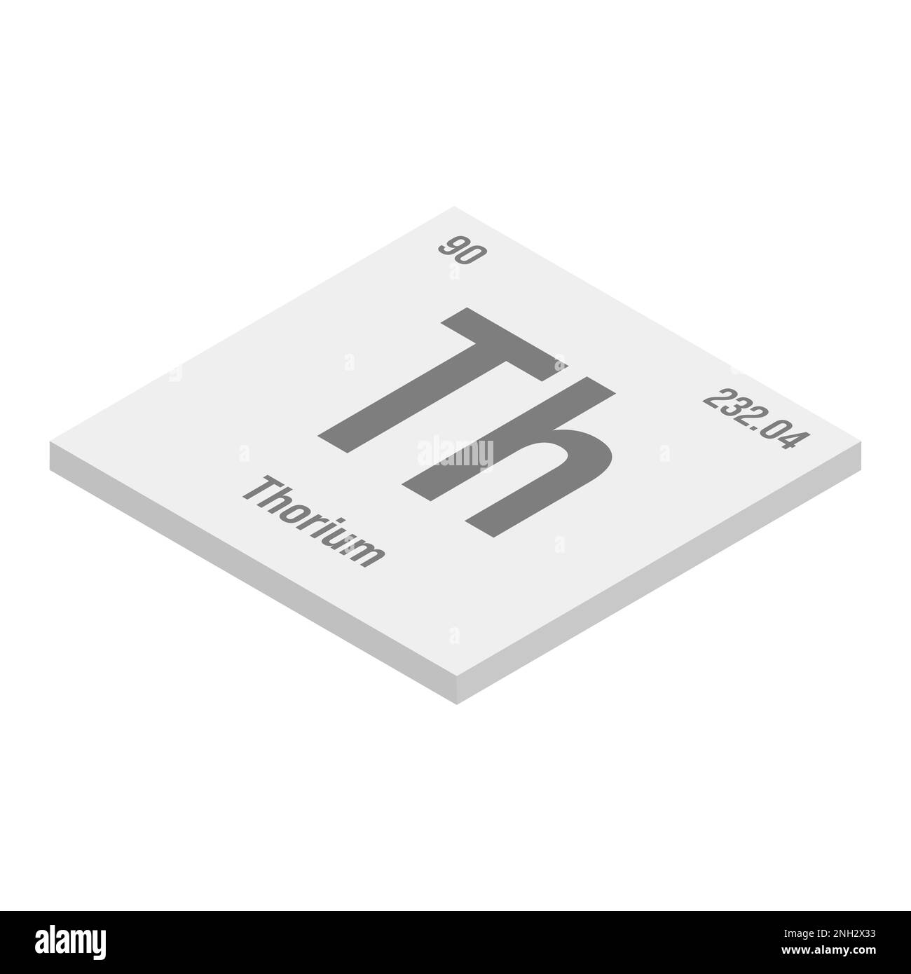 Thorium, TH, gris 3D illustration isométrique de l'élément de table périodique avec nom, symbole, numéro atomique et poids. Actinide avec des utilisations potentielles dans l'énergie nucléaire et la recherche scientifique. Illustration de Vecteur