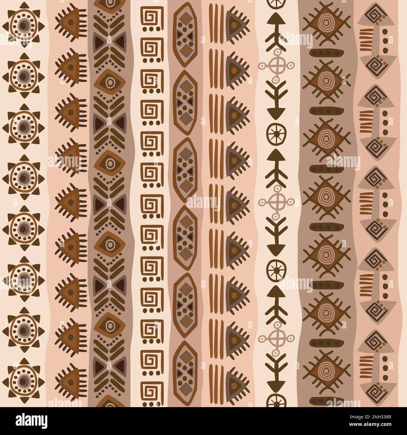 Modèle africain sans couture avec symboles ethniques Illustration de Vecteur