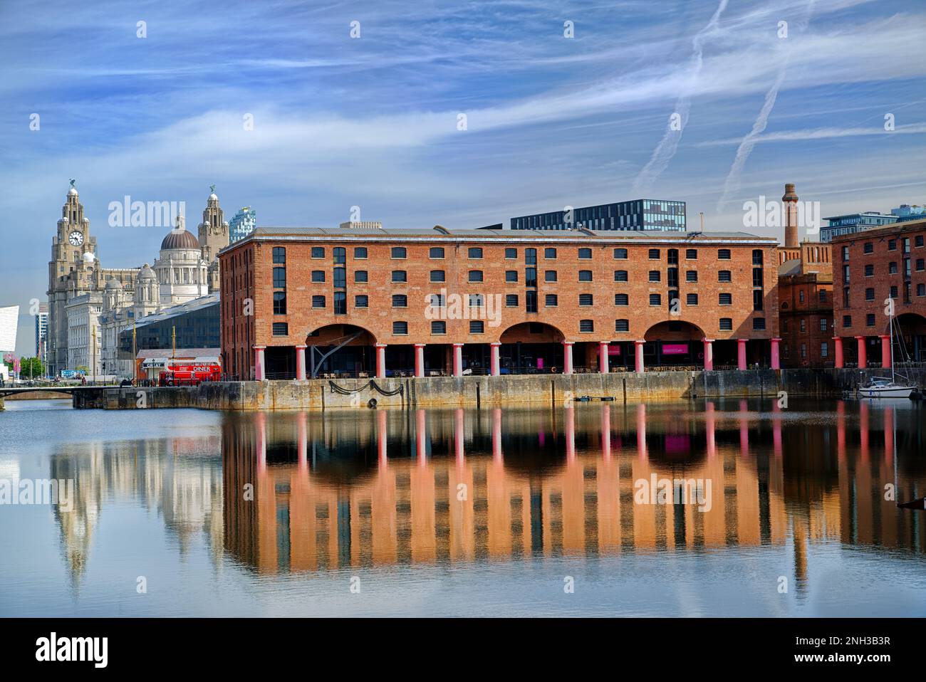 Liverpool. Albert Dock et le bâtiment du foie Banque D'Images