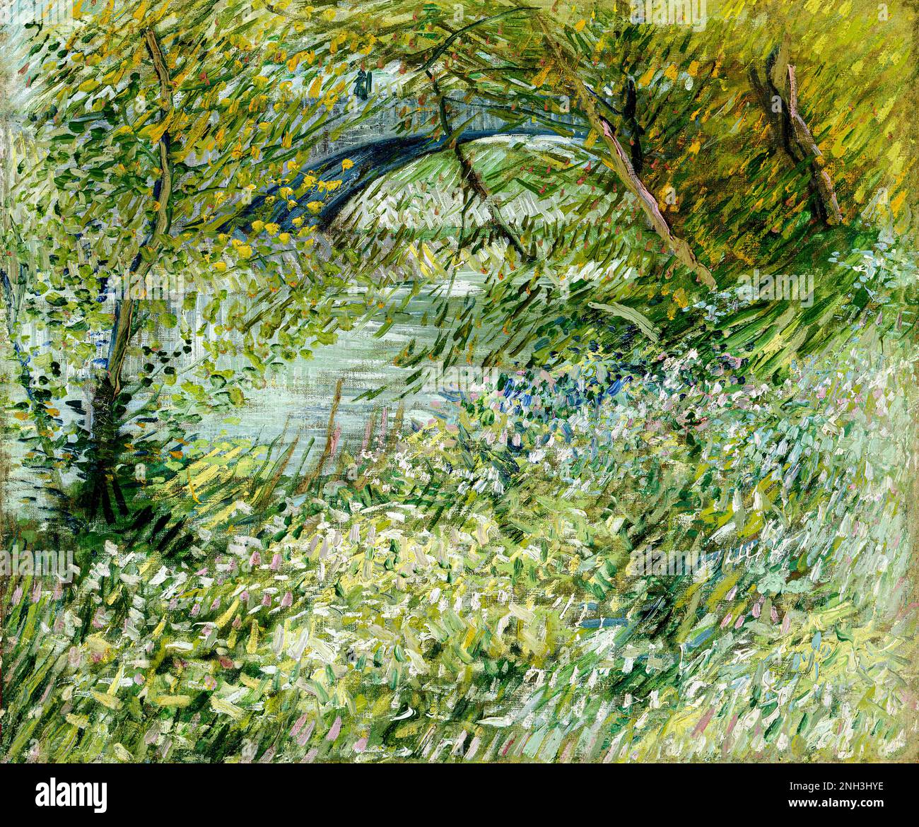 La rive de la rivière Vincent van Gogh à Springtime (1887) célèbre peinture. Original du musée d'Art de Dallas Banque D'Images