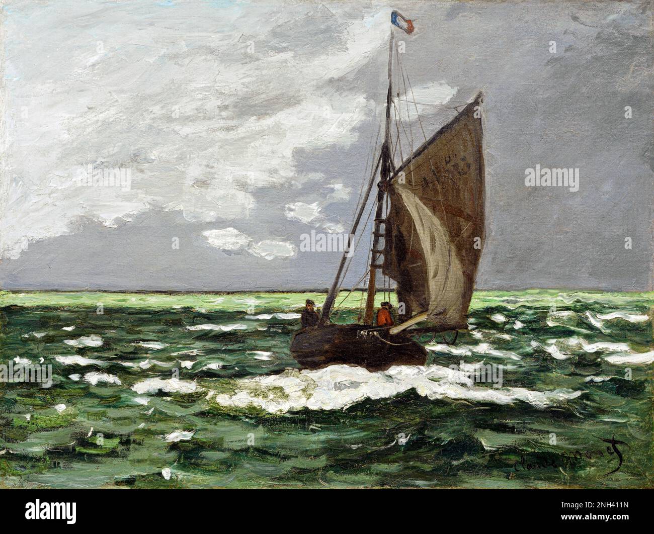 Claude Monet's Seascape, Storm (1866) célèbre peinture. Original de l'Institut d'art Sterling and Francine Clark. Banque D'Images
