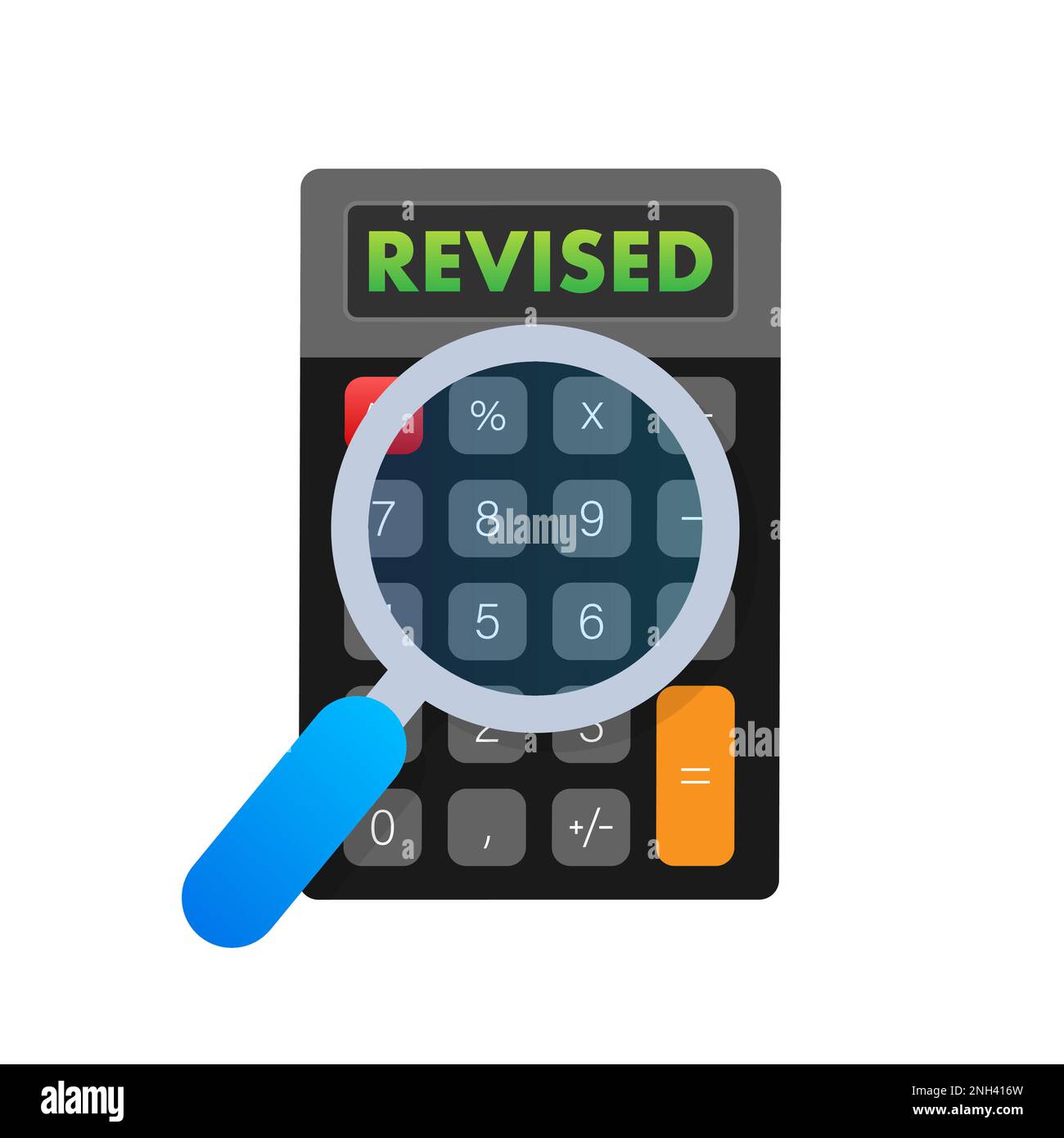 Calculatrice avec texte révisé. Loupe. Illustration du stock vectoriel. Illustration de Vecteur