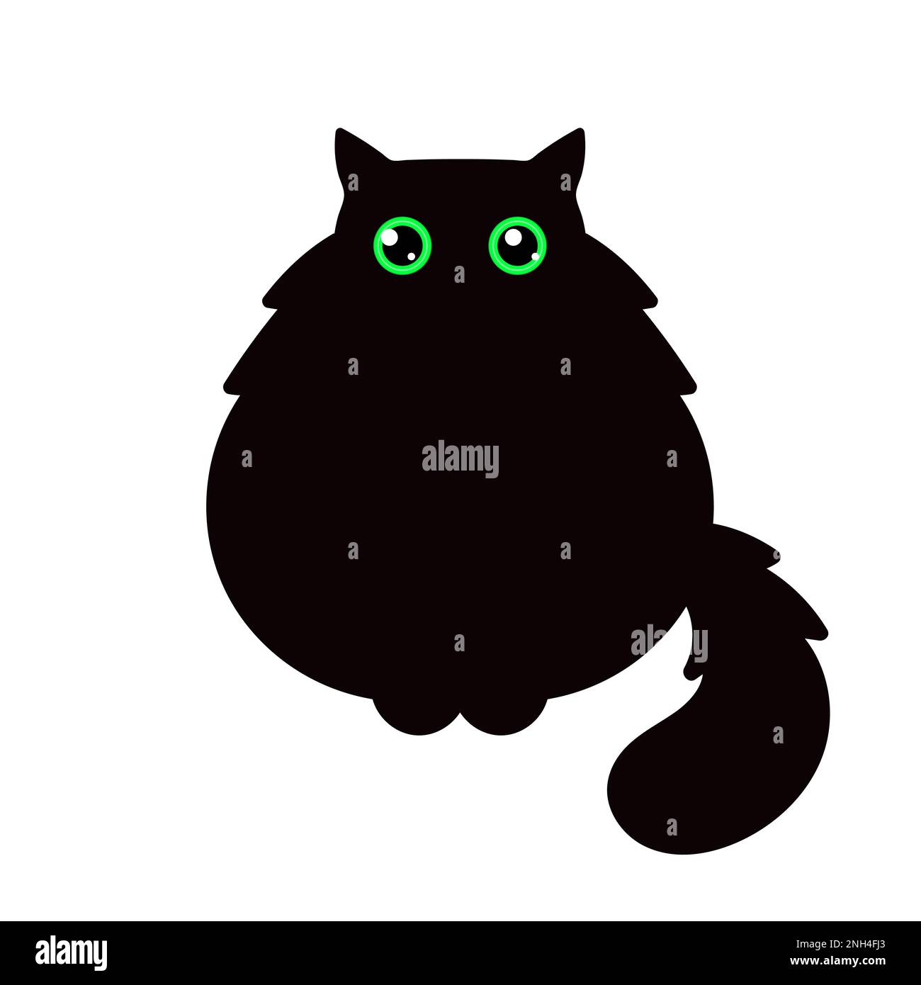 Gros chat noir avec les yeux verts. Illustration vectorielle Illustration de Vecteur