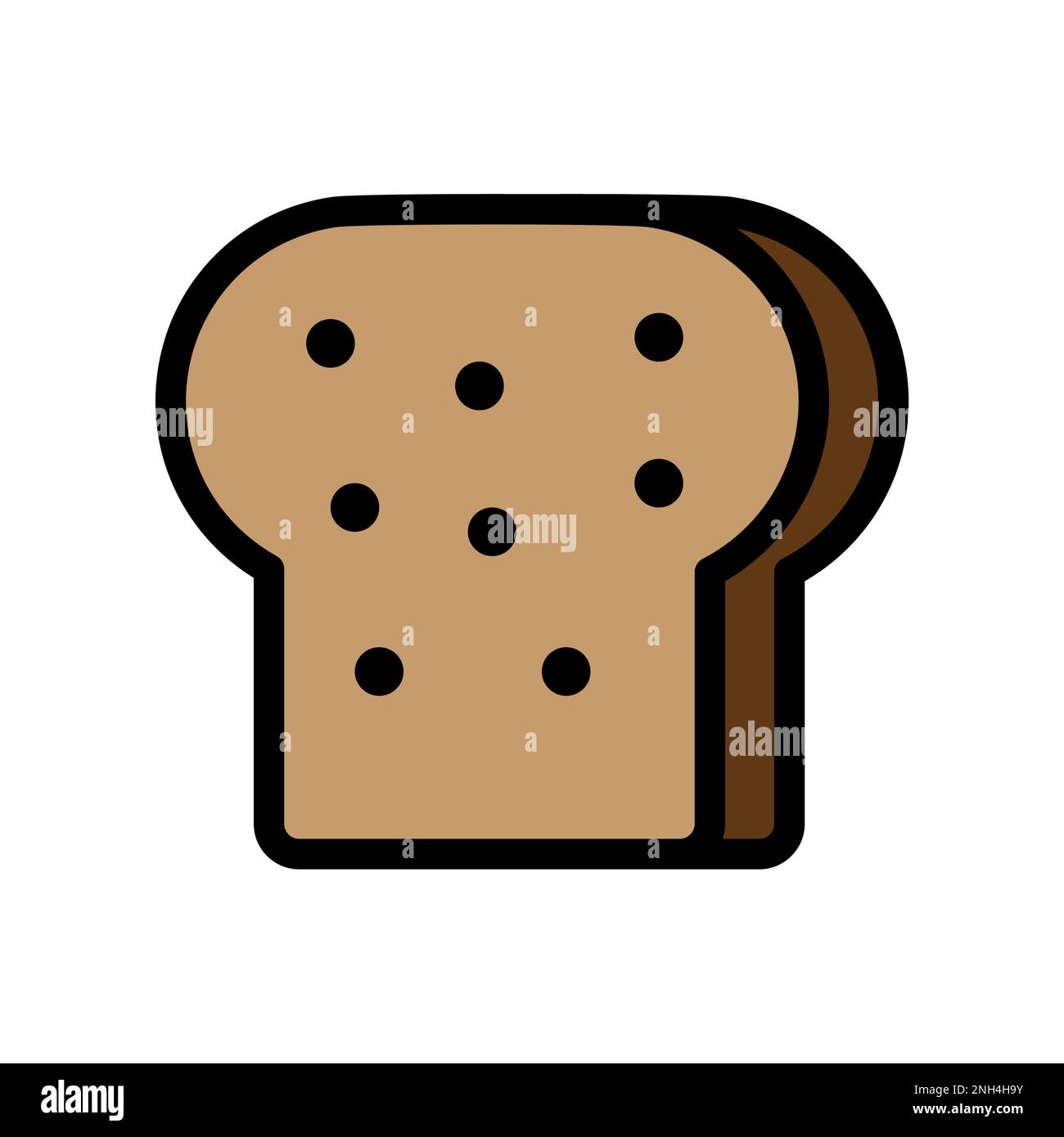 Icône de pain grillé isolée sur fond blanc. Icône fine et plate noire sur un style moderne. Symbole linéaire et contour modifiable. Simple et pixel Illustration de Vecteur
