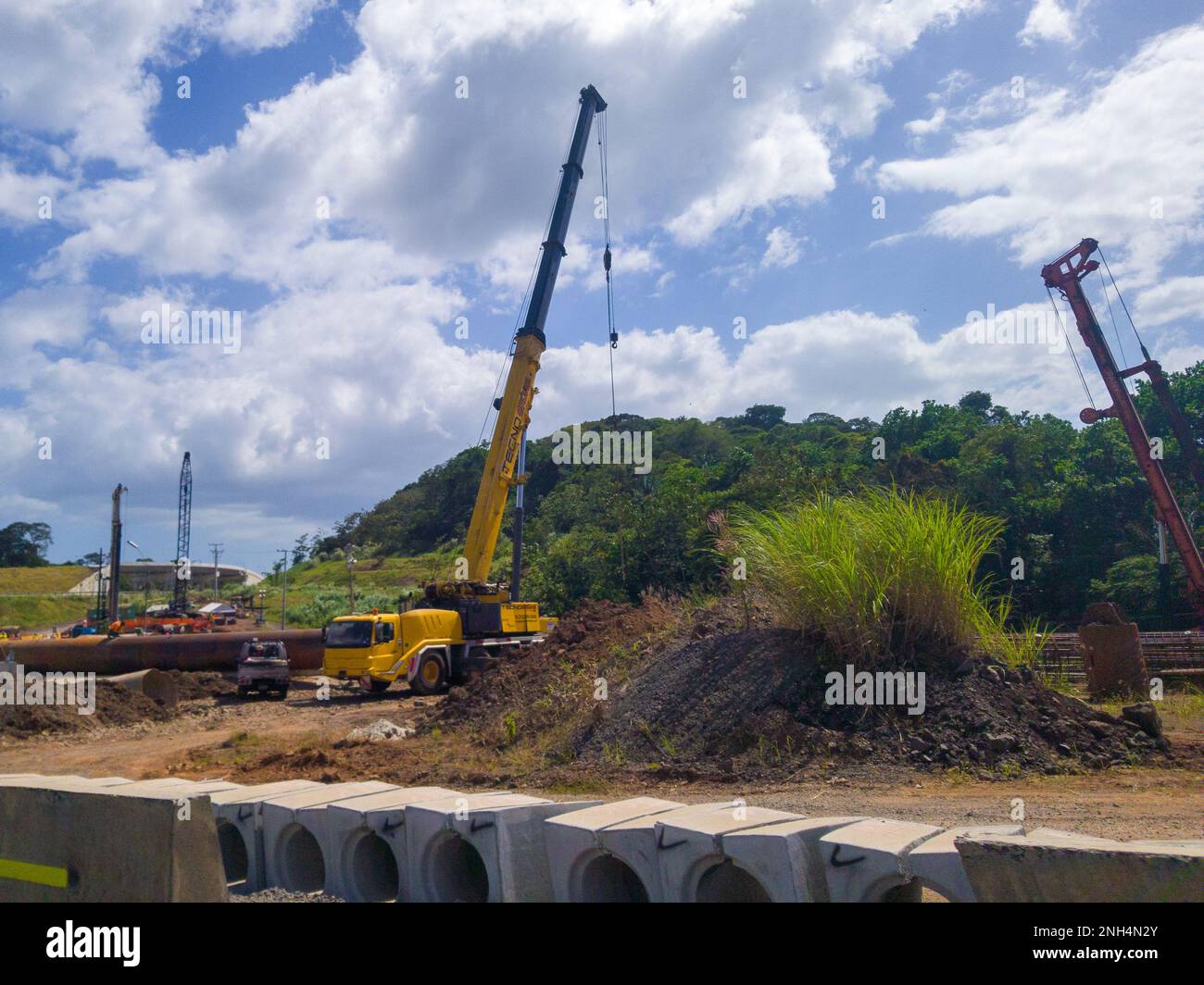 Facette de construction de la ligne 3 du métro Panama Banque D'Images