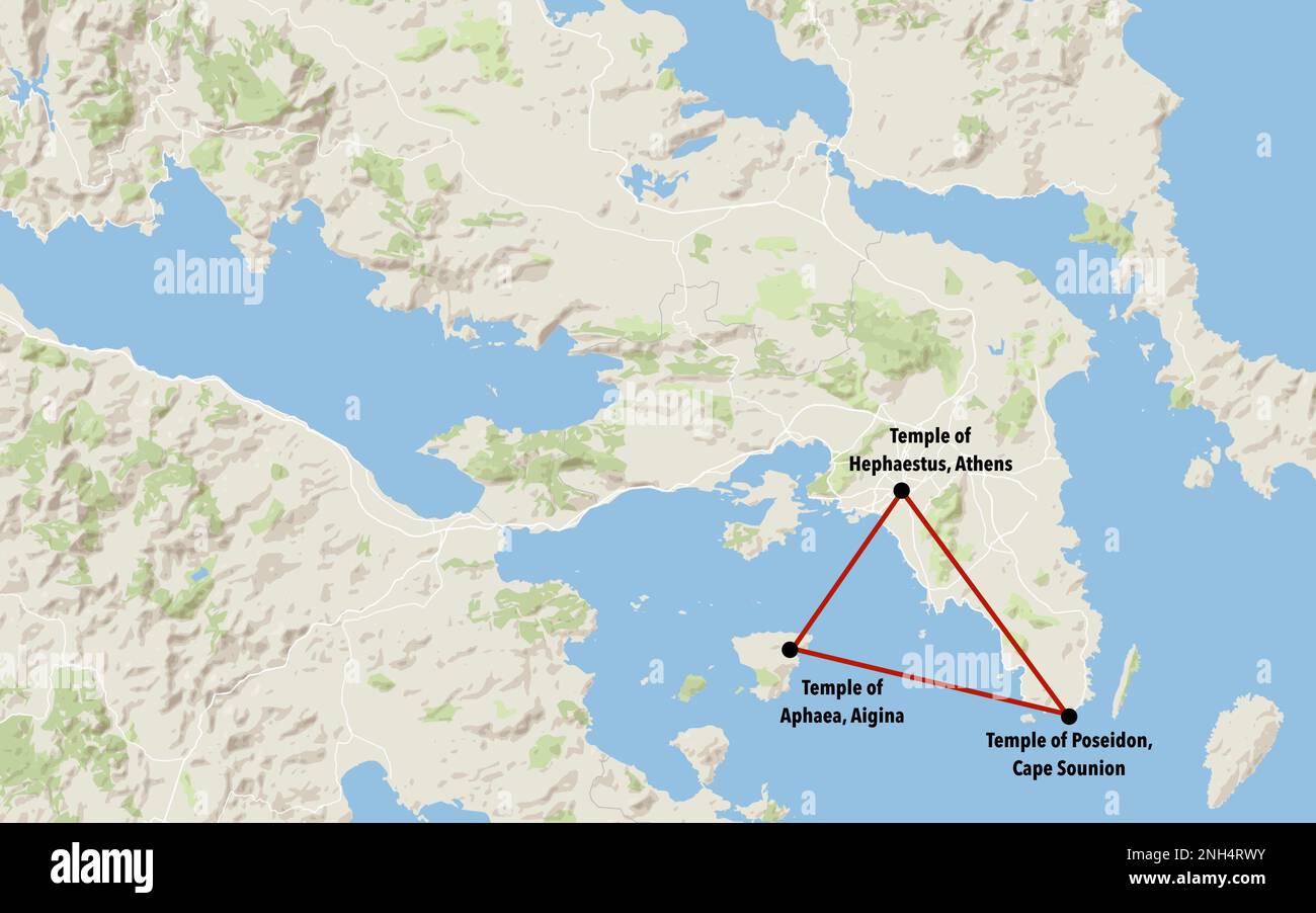 Les triangles sacrés de la Grèce antique Banque D'Images