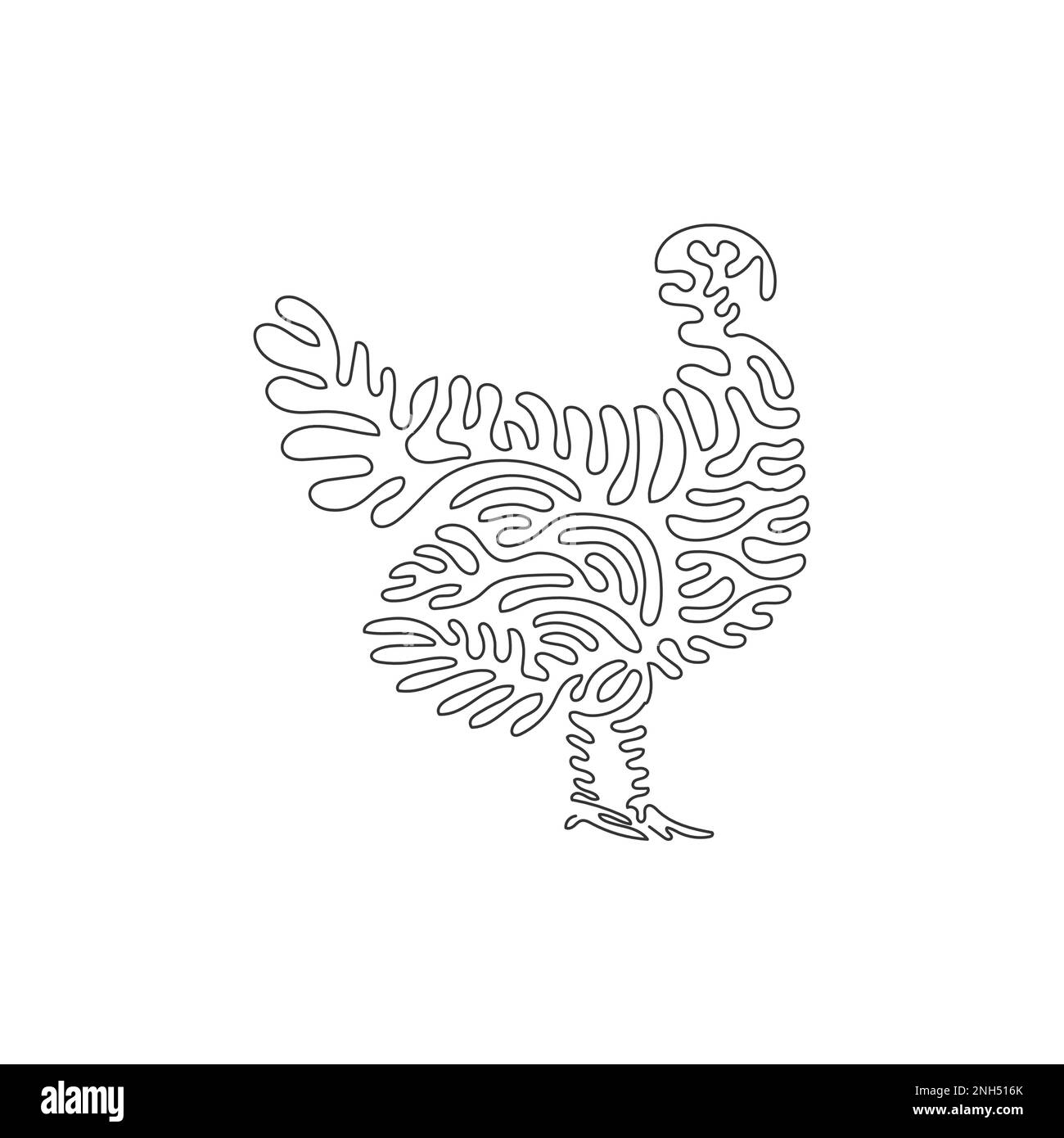 Le dessin d'une ligne continue unique est un bel art abstrait de dinde Dessin en ligne continue dessin vectoriel style d'illustration de l'adorable dinde oiseau Illustration de Vecteur
