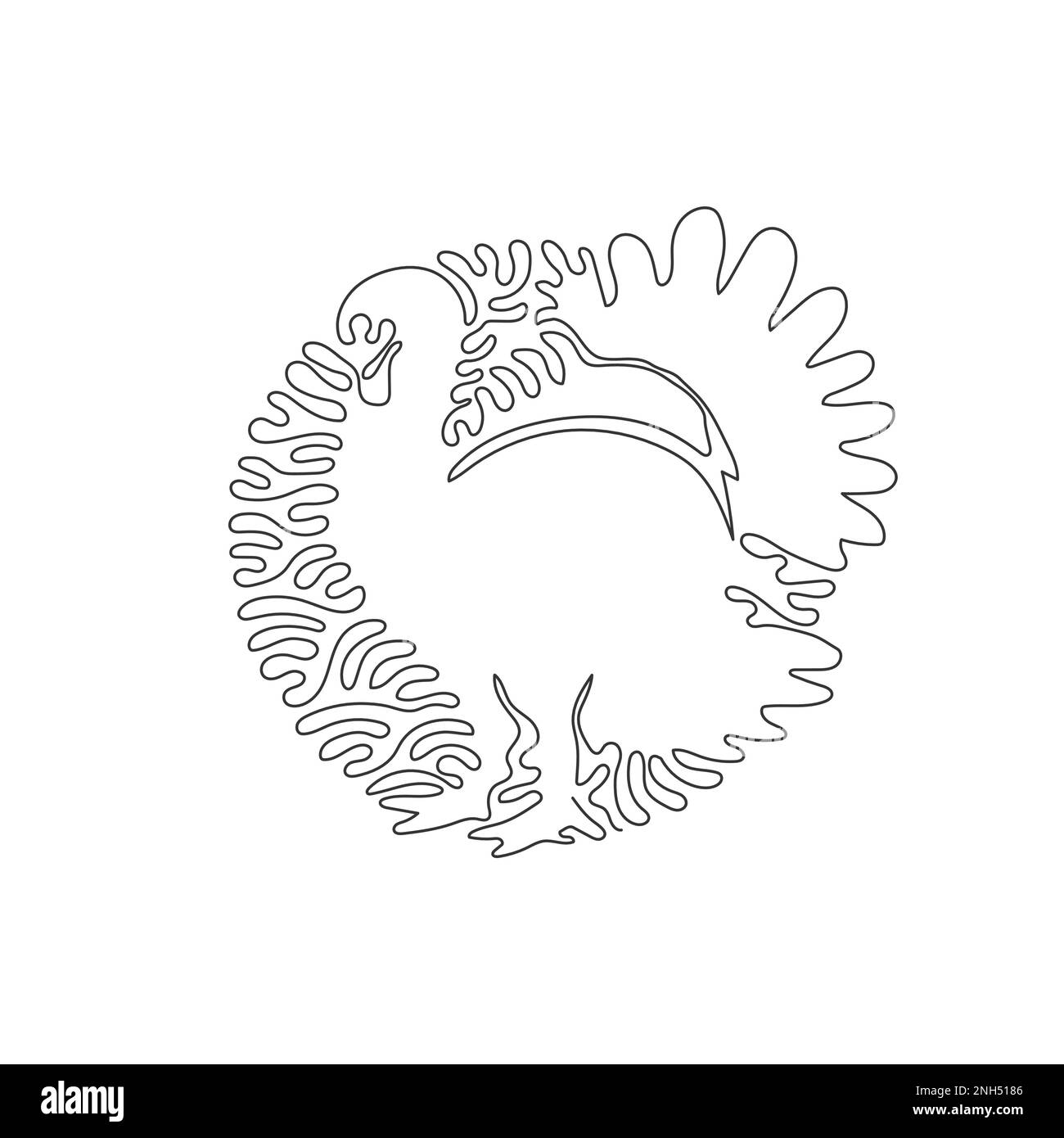 Dessin d'une ligne continue unique d'un magnifique oiseau de dinde avec une grande queue en forme de ventilateur. Dessin de ligne continue illustration vectorielle de la grande dinde Illustration de Vecteur