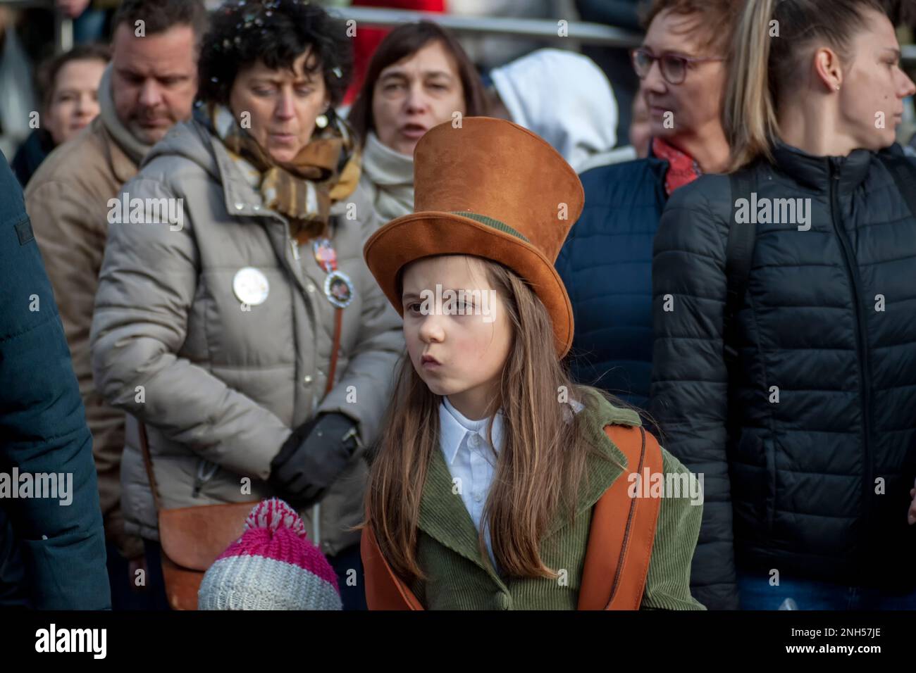 Carnaval de Binche Lundi gras Banque D'Images