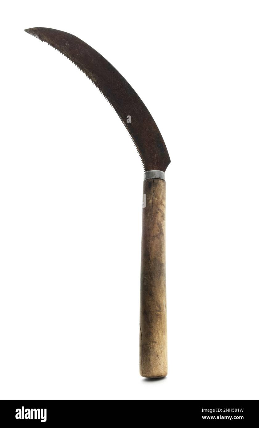 Ancien outil de faucille isolé Banque D'Images