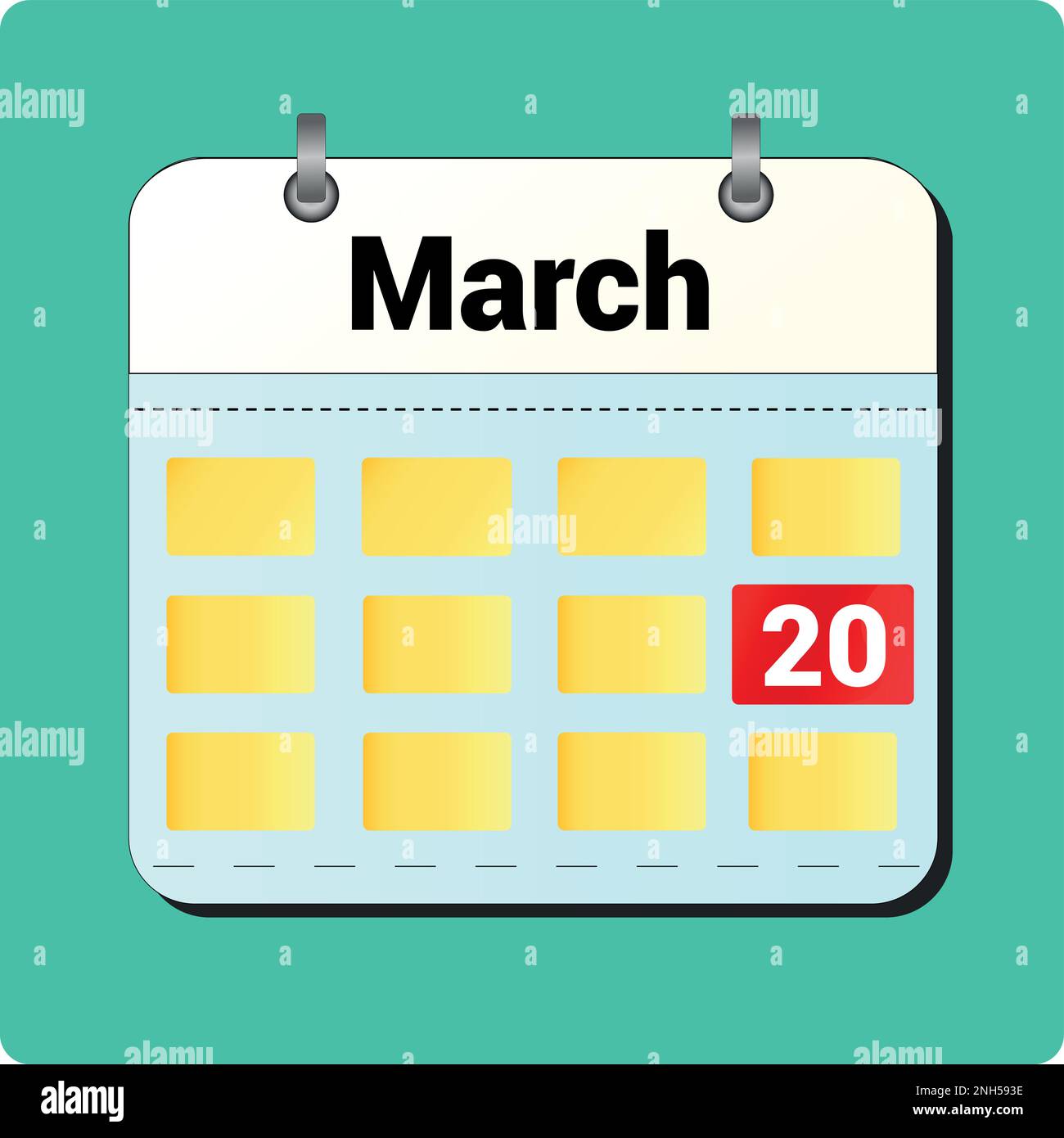 Dessin vectoriel de calendrier, date 20 mars sur la page Illustration de Vecteur
