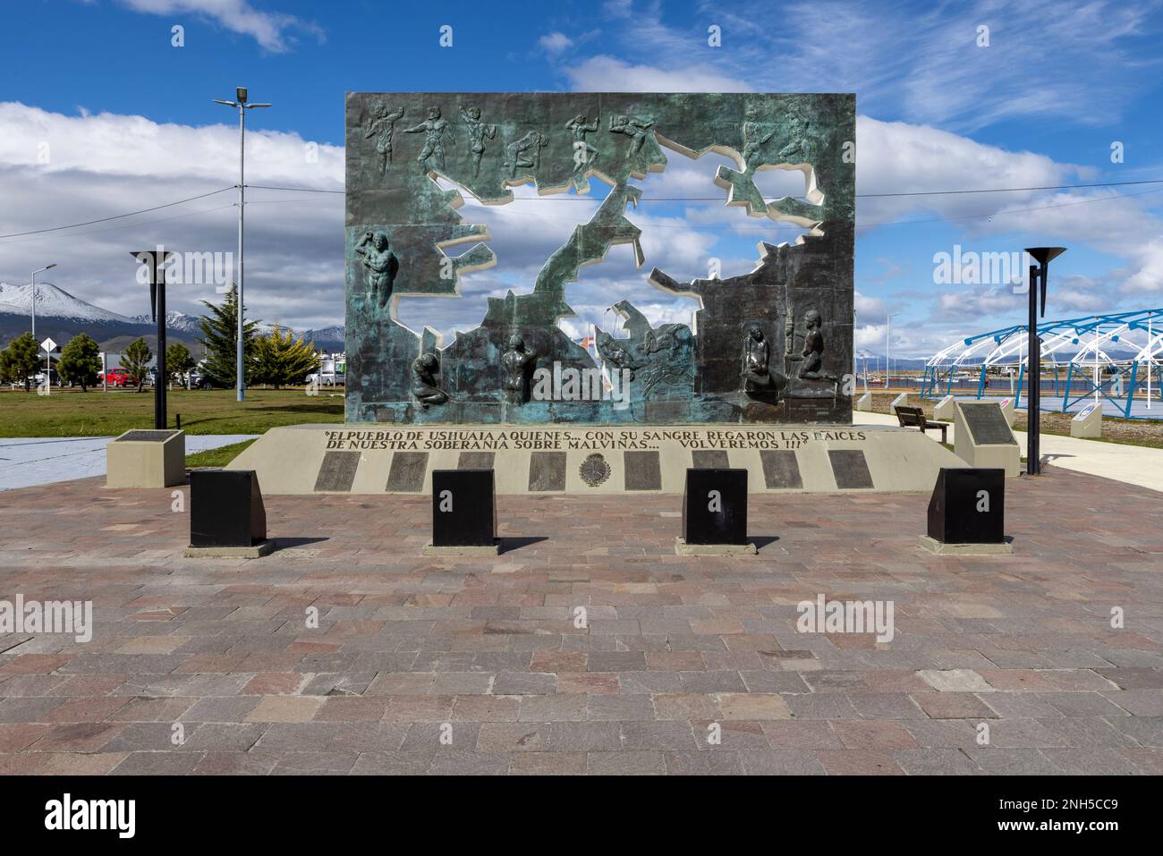 Mémorial Malvinas à la Plaza Islas Malvinas en Ushuaia, Tierra del Fuego en Argentine, Amérique du Sud Banque D'Images