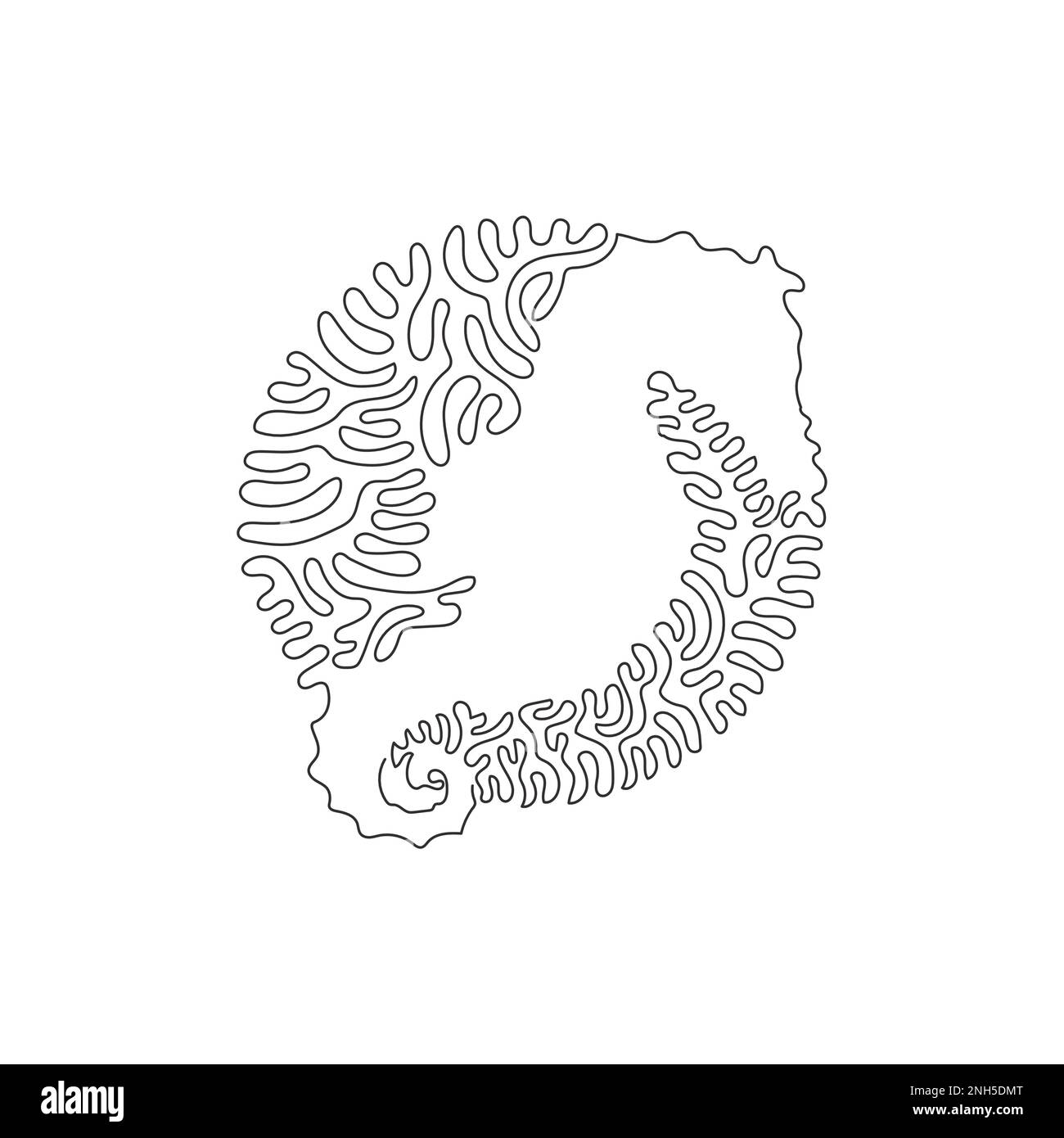 Simple curly un dessin de ligne de l'art abstrait d'hippocampe mignon Dessin en ligne continue dessin graphique dessin vectoriel illustration de l'hippocampe nager très mal Illustration de Vecteur