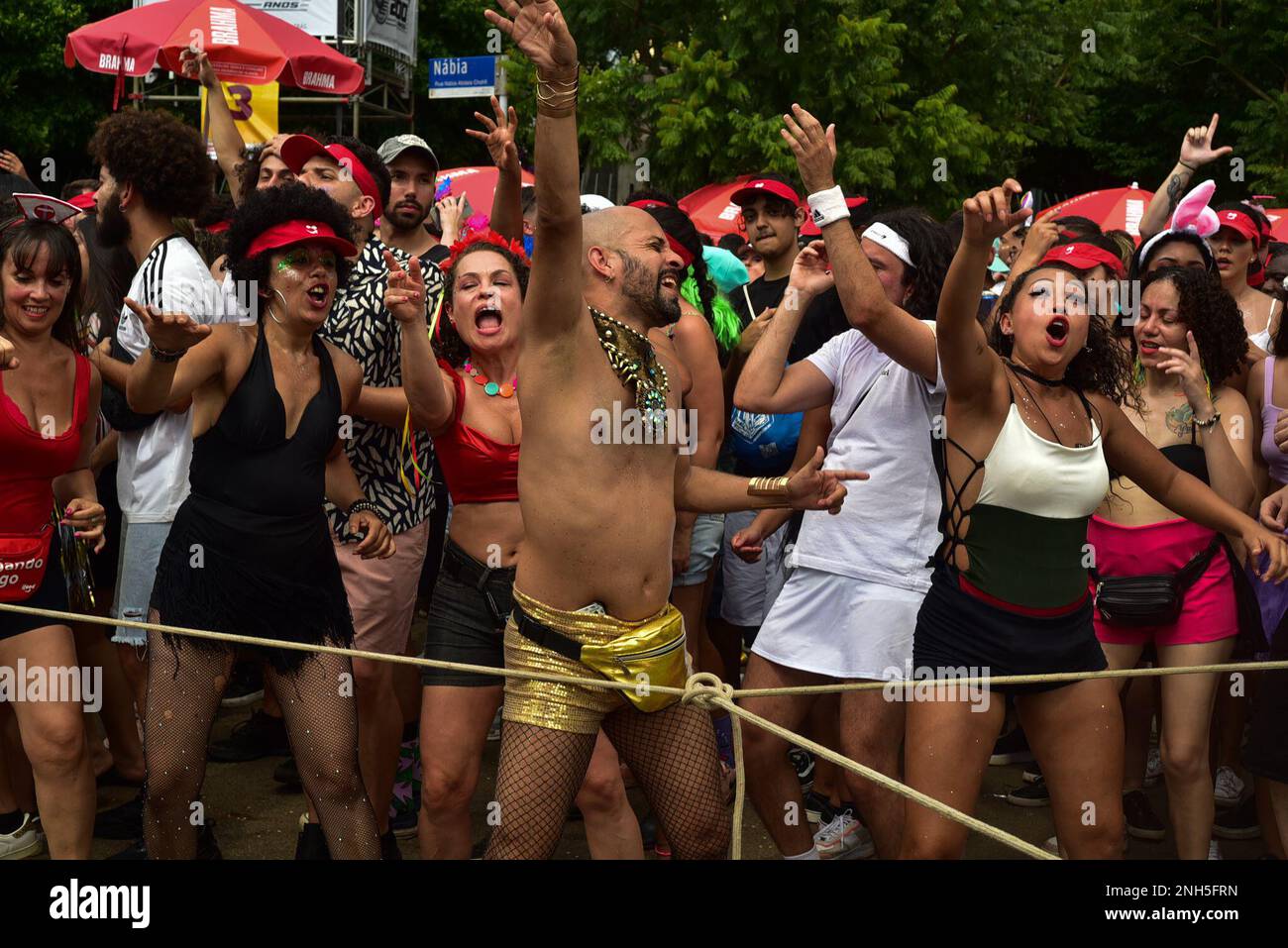 Sao Paulo, Brésil. 20th févr. 2023. Les gens dansent et célèbrent le carnaval dans les rues de São Paulo. Credit: Rafael Magalhaes/dpa/Alay Live News Banque D'Images