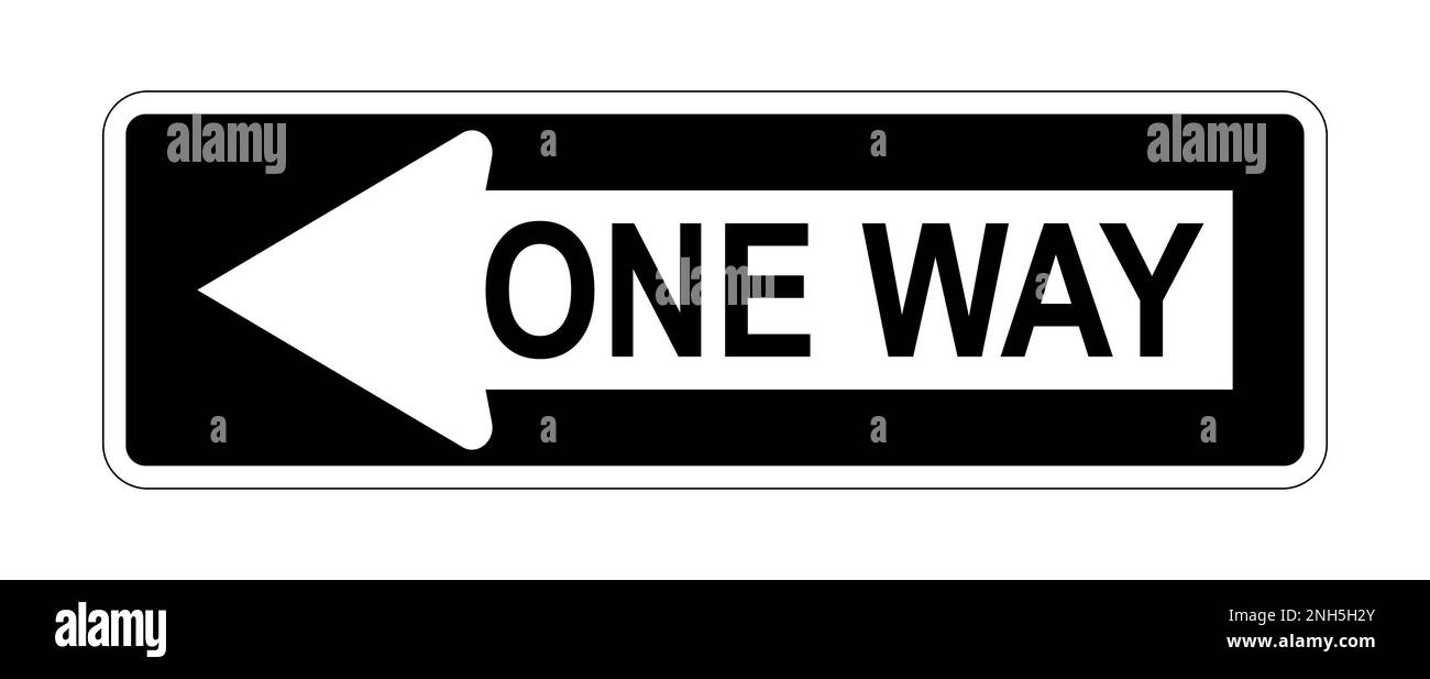 Panneau de signalisation ROUTIÈRE ALLER SIMPLE sur fond blanc, illustration Banque D'Images