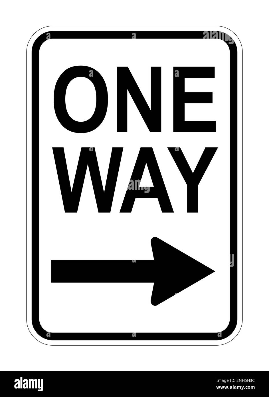 Panneau de signalisation ROUTIÈRE ALLER SIMPLE et flèche sur fond blanc, illustration Banque D'Images