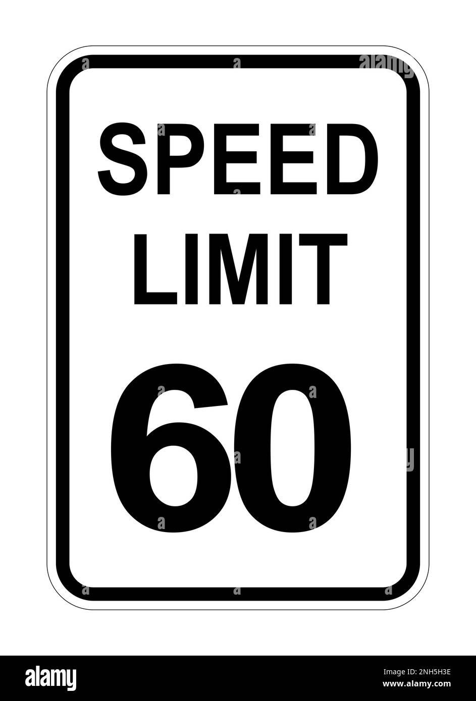 LIMITE de VITESSE du panneau de signalisation routière 60 sur fond blanc, illustration Banque D'Images