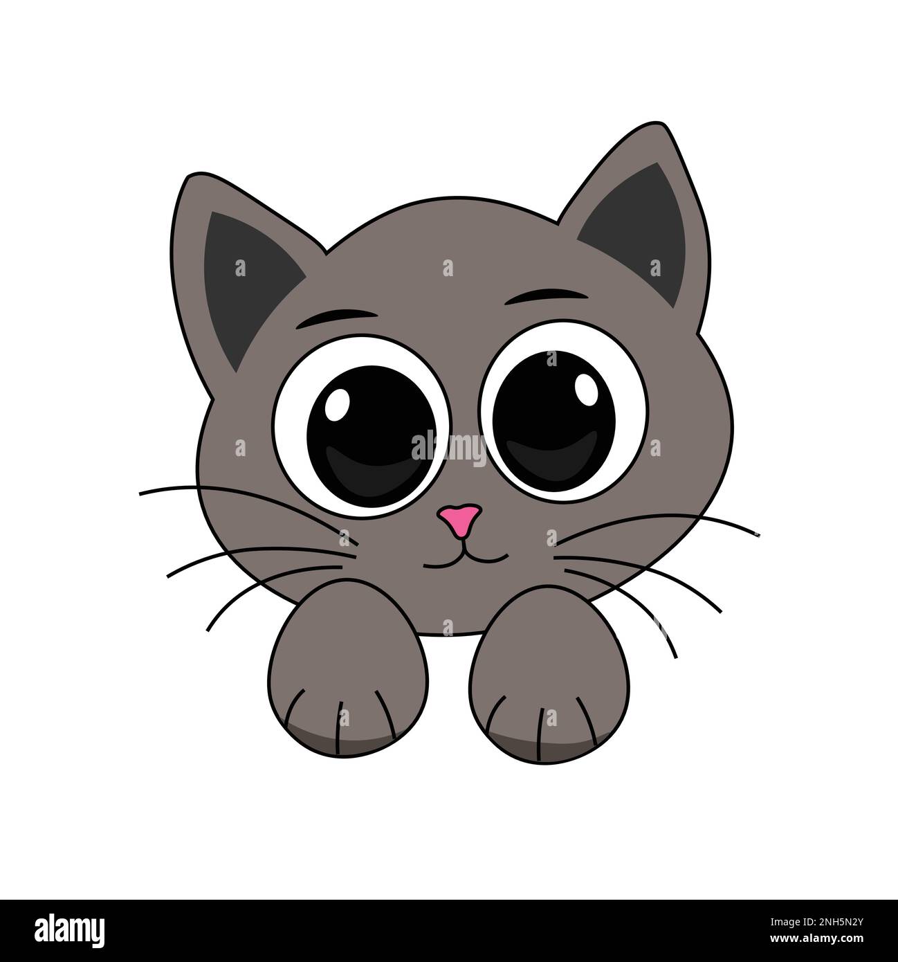 Jolie tête de chat dessin animé clipart Illustration de Vecteur