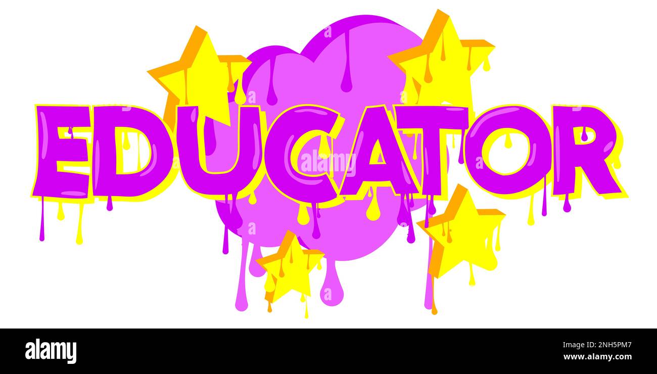 Éducateur. Balise Graffiti. Décoration moderne abstraite d'art de rue réalisée dans le style de peinture urbain. Illustration de Vecteur