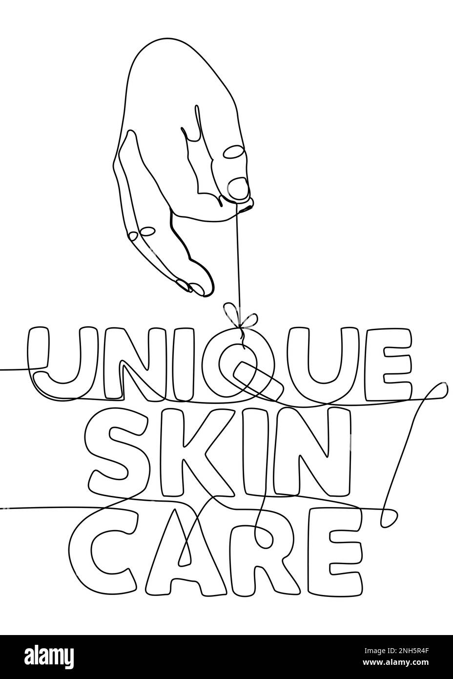 Une ligne de main continue avec un mot unique sur le soin de la peau. Concept de vecteur d'illustration à trait fin. Dessin de contour idées créatives. Illustration de Vecteur