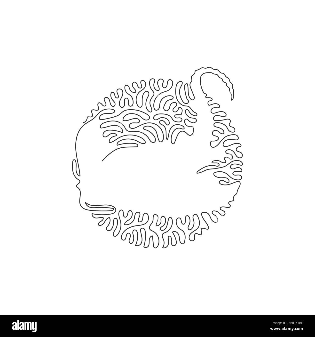 Dessin continu d'une ligne de l'art abstrait Stingray effrayant Illustration d'un vecteur de trait modifiable à une seule ligne de longues queues de Whiplike STINGray Illustration de Vecteur