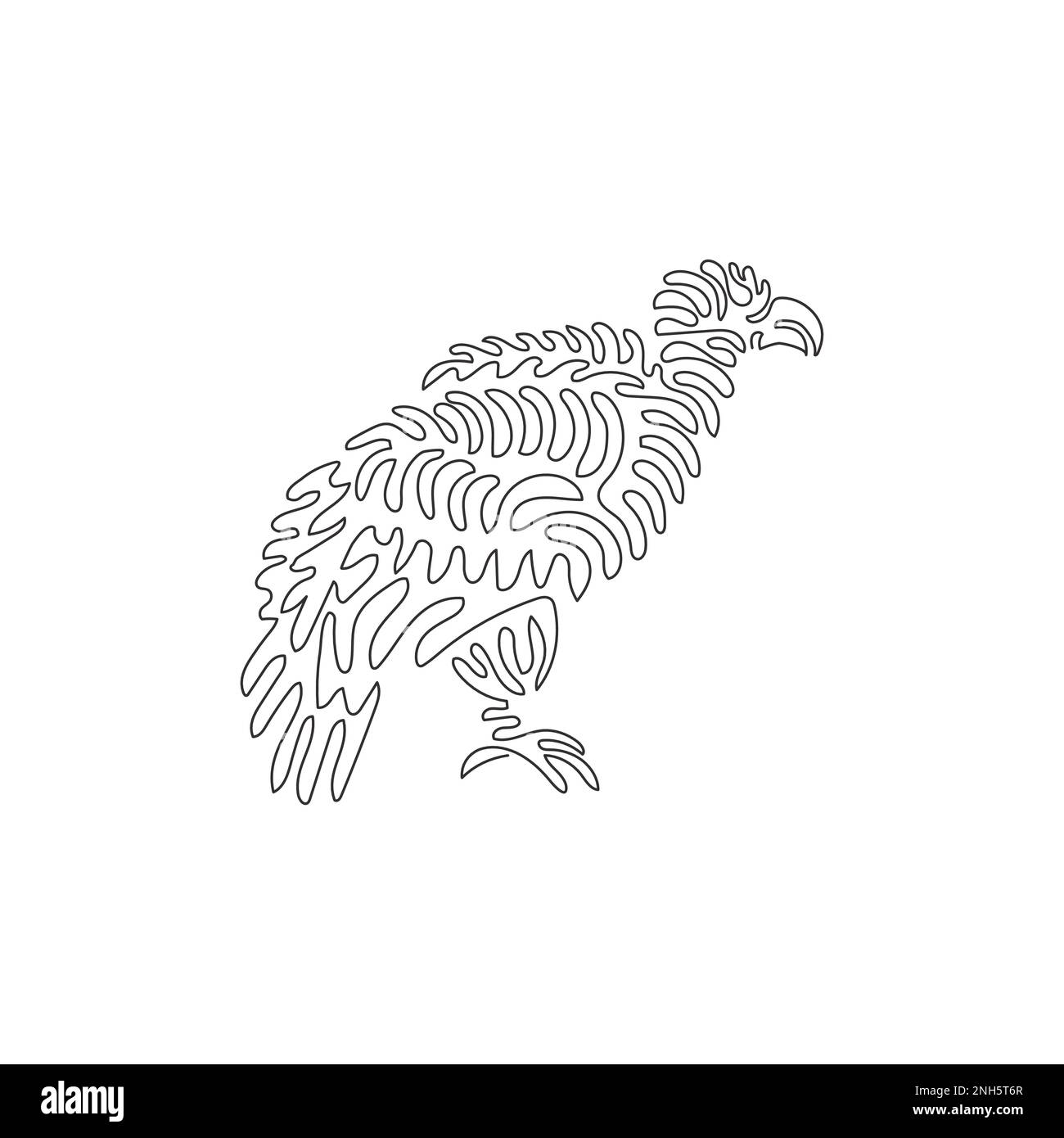 Une seule ligne de dessin vautour oiseau de proie. Dessin en ligne continue illustration vectorielle graphique de la vautour qui bec tranchant Illustration de Vecteur