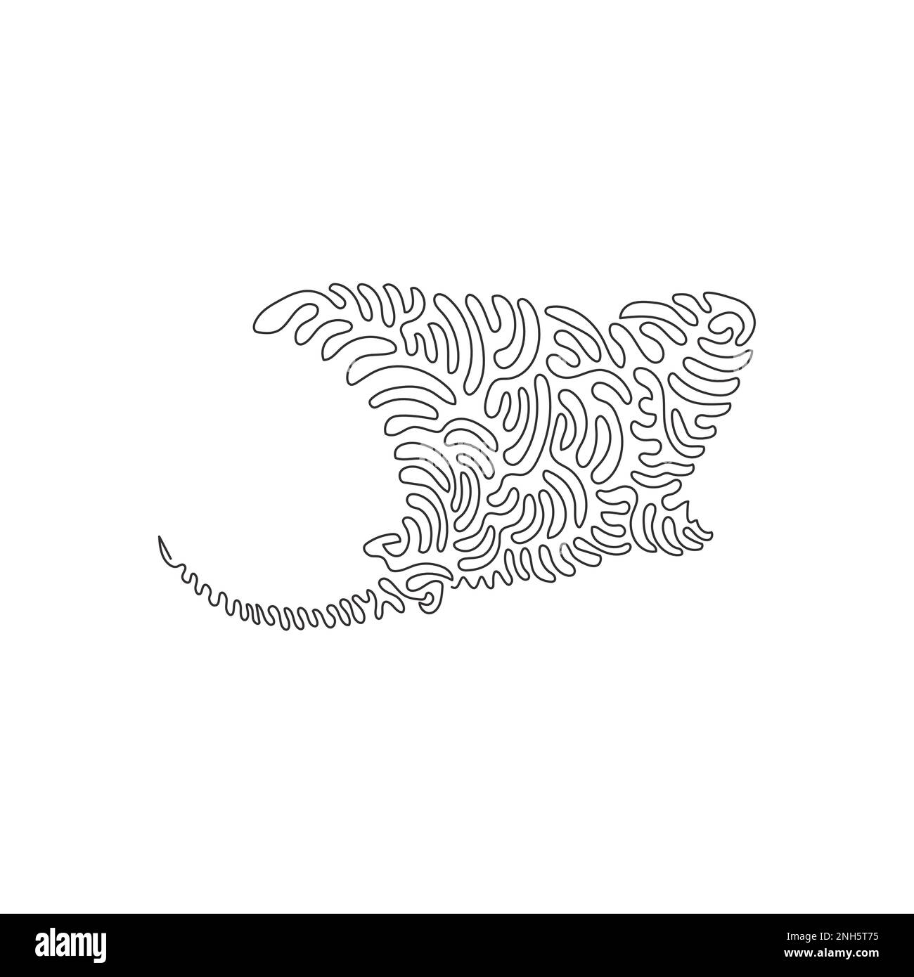 Courbe continue dessin d'une ligne de cute larges nageoires stigray art abstrait Illustration d'un vecteur de trait modifiable sur une seule ligne de rayons dangereux Illustration de Vecteur
