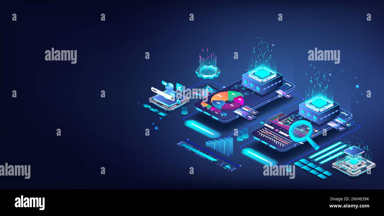 Audit et comptabilité traitement des big data avec blockchain et ai Illustration de Vecteur