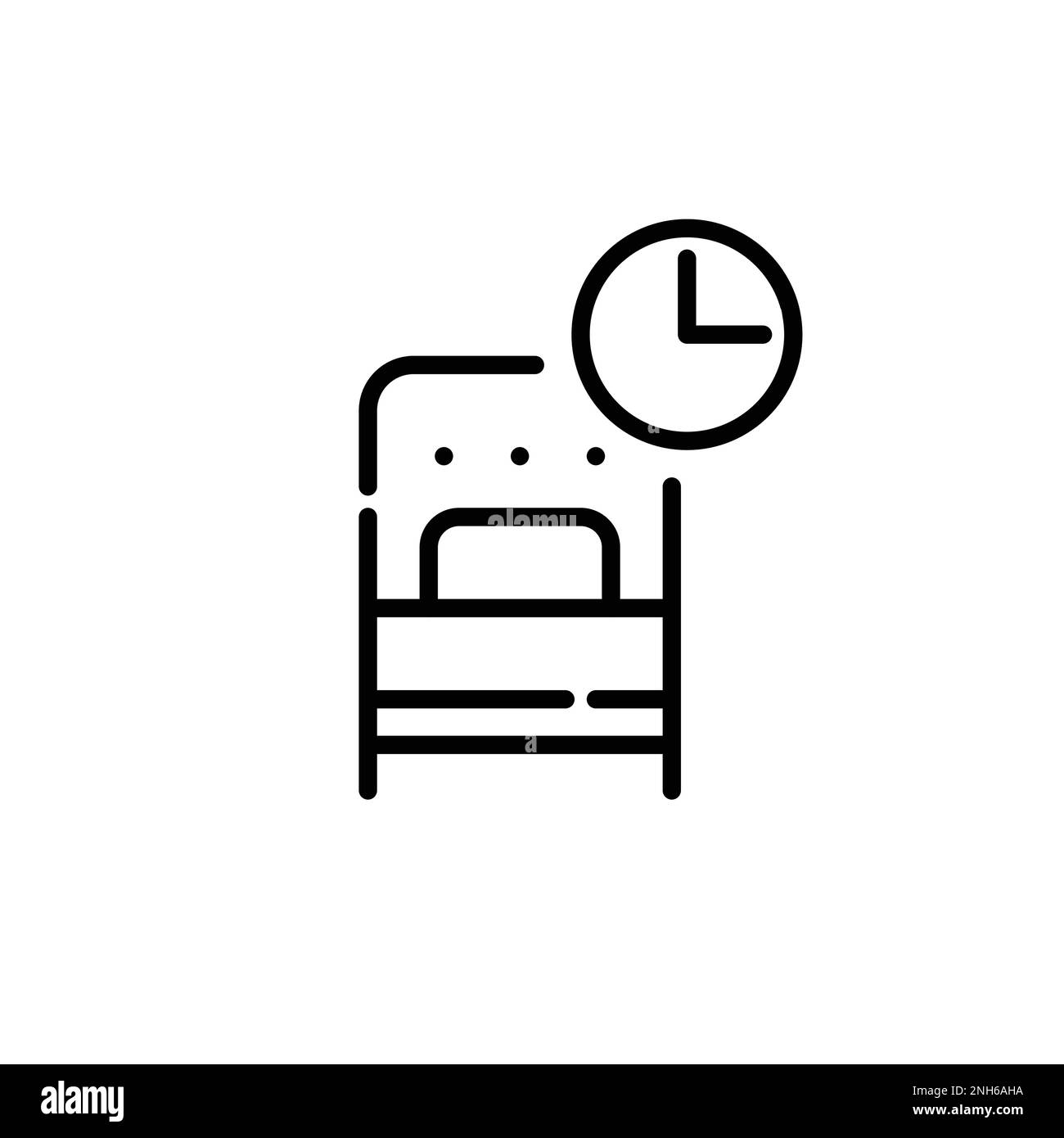 Routine de sommeil. Lit simple et horloge. Pixel Perfect, icône de contour modifiable Illustration de Vecteur