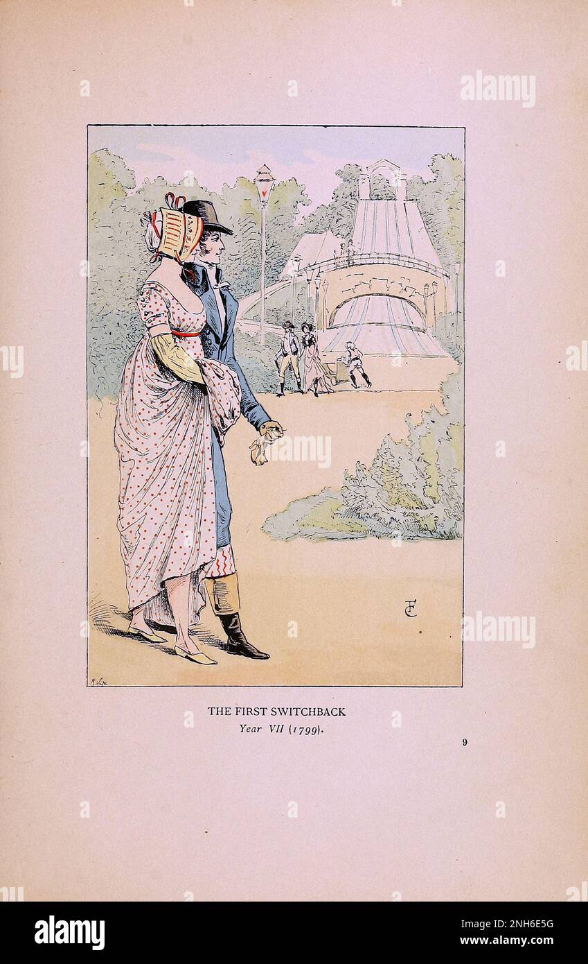 Mode vintage à Paris. Le premier basculement. 1799. Les différentes phases du goût féminin et de l'esthétique de 1797 à 1897 Banque D'Images