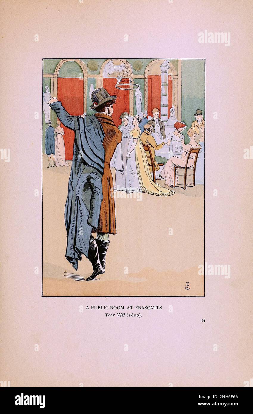 Mode vintage à Paris. Une salle publique au Frascati's. 1800 les différentes phases du goût féminin et de l'esthétique de 1797 à 1897 Banque D'Images