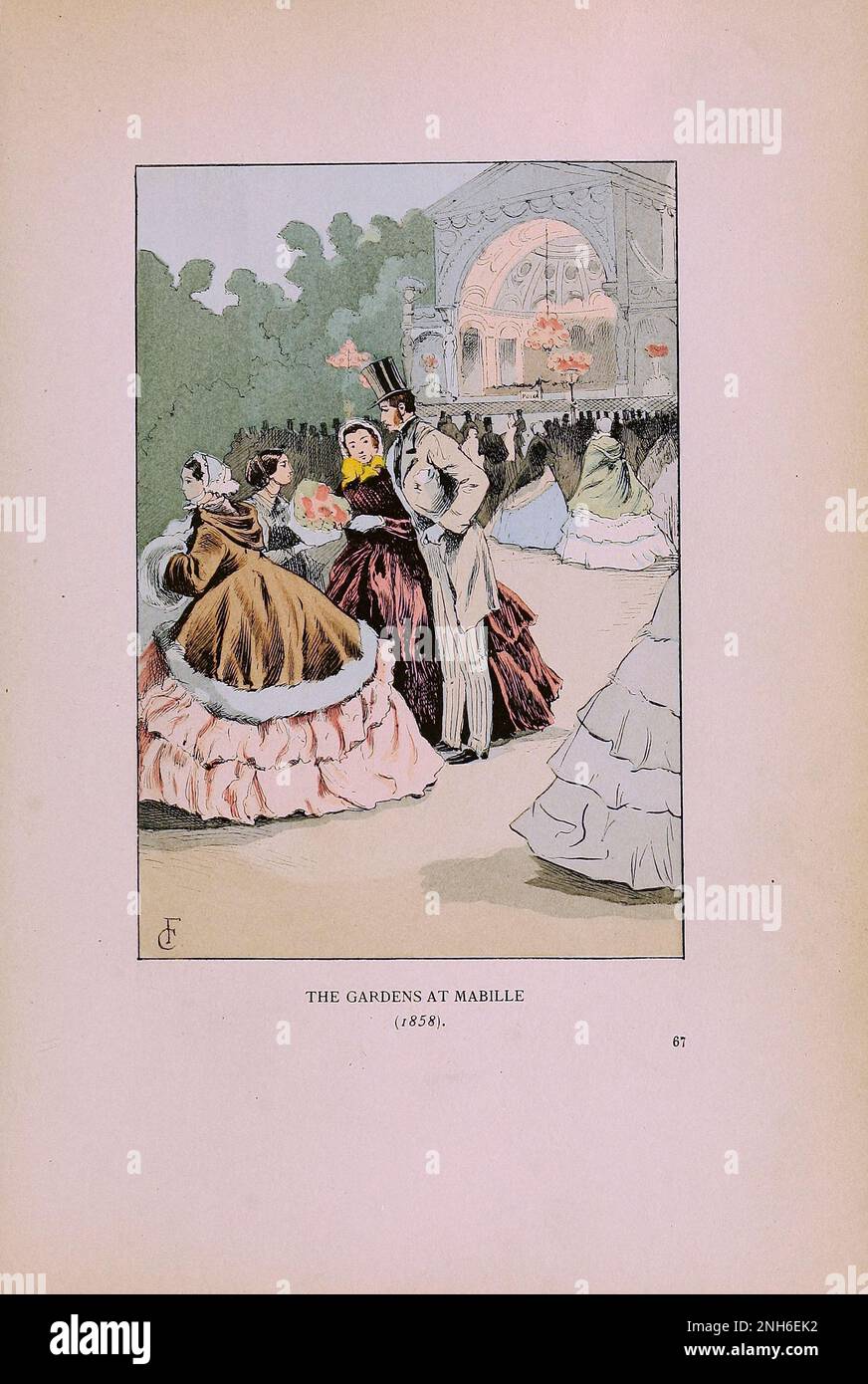 Mode vintage à Paris. Les jardins de Mabille, 1858. Les différentes phases du goût féminin et de l'esthétique de 1797 à 1897 Banque D'Images
