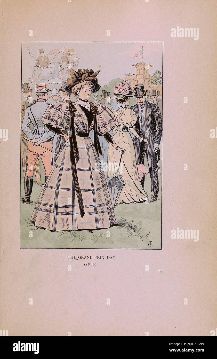 Mode vintage à Paris. La Journée du Grand Prix, 1895. Les différentes phases du goût féminin et de l'esthétique de 1797 à 1897 Banque D'Images