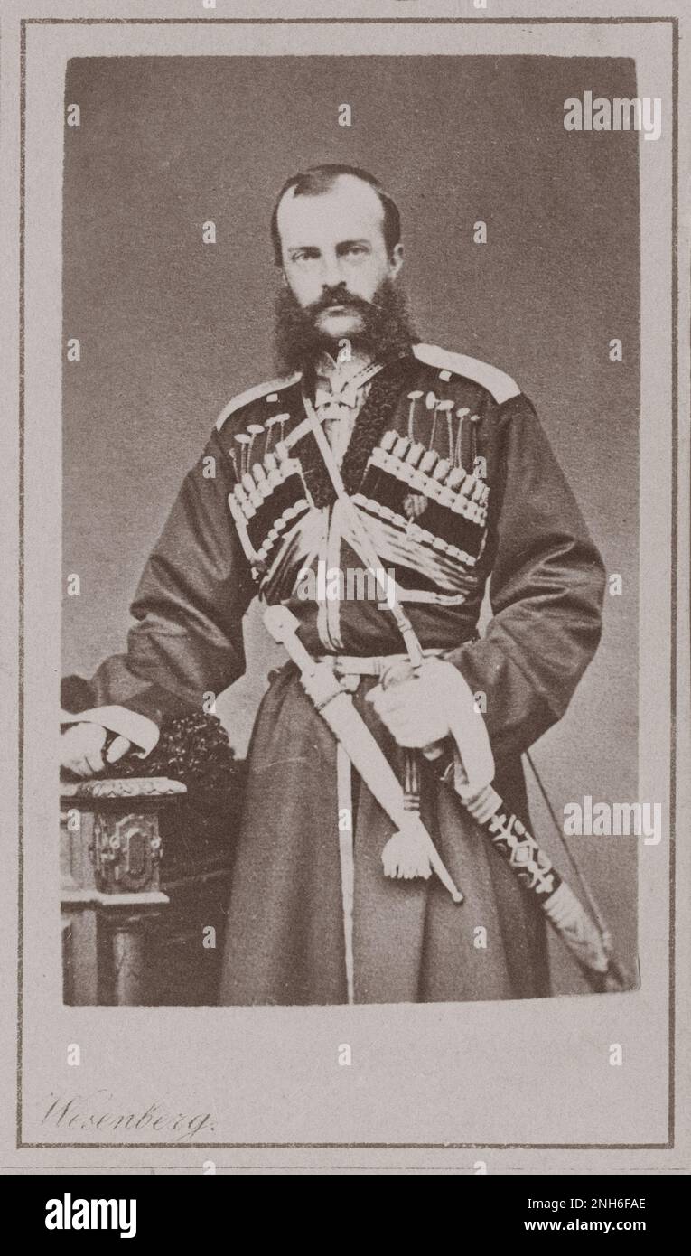 Portrait du Grand-duc Mikhail Nikolaevitch de Russie. 1860 - 1870 le Grand-duc Michael Nikolaevitch de Russie (1832 – 1909) était le quatrième fils et le septième enfant de l'empereur Nicolas Ier de Russie et Charlotte de Prusse. Il a été le premier propriétaire du New Michael Palace sur le quai du Palace à Saint-Pétersbourg. Banque D'Images