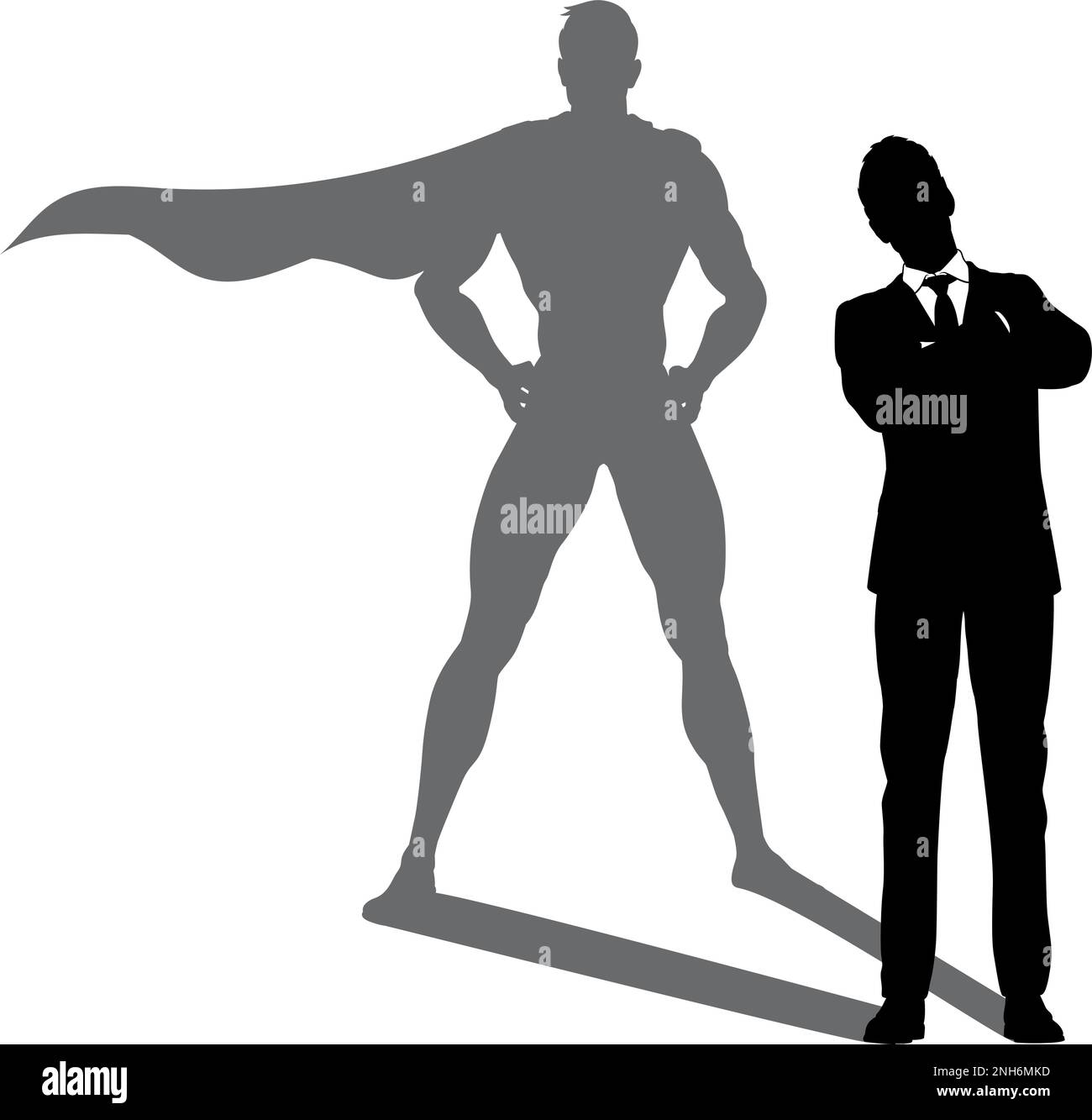 Super héros Business Man avec Super Hero Shadow Illustration de Vecteur