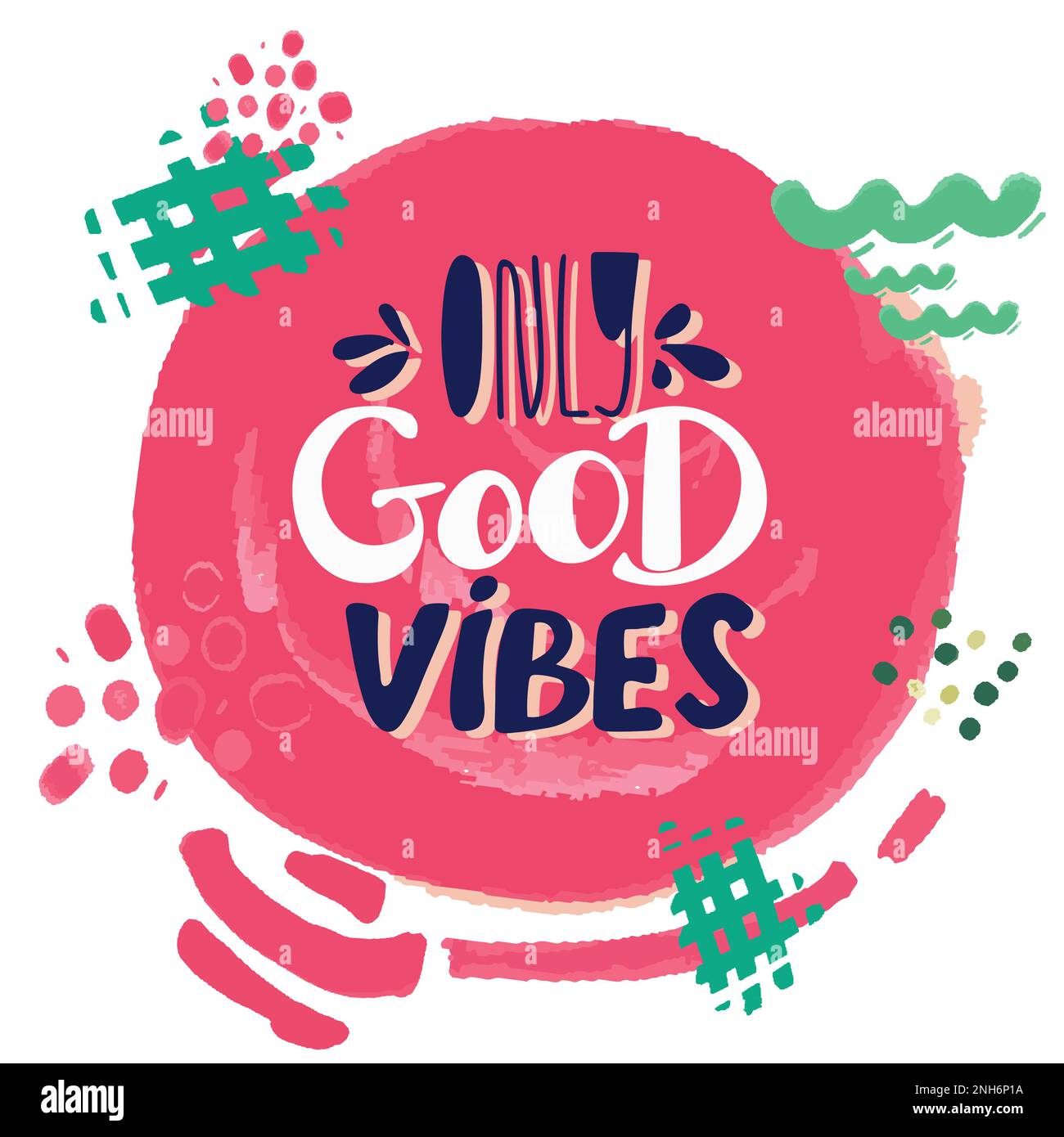 BONNES VIBRATIONS UNIQUEMENT. MOTIFS GRAPHIQUES À TEXTE VECTORIEL. Illustration de Vecteur