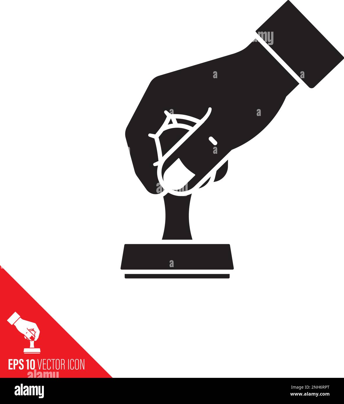 Estampillage à la main avec l'icône en forme de glyphe vecteur en caoutchouc Illustration de Vecteur