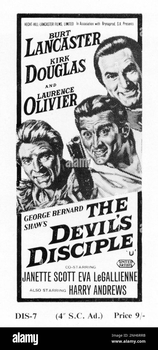 BURT LANCASTER KIRK DOUGLAS et LAURENCE OLIVIER dans LE DISCIPLE du DIABLE 1959 réalisateur GUY HAMILTON et (non crédité) ALEXANDER MACKENDRICK basé Sur la pièce de George Bernard Shaw scénario John Dighton et Roland Kibbee musique Richard Rodney Bennett co-directeur de la coproduction Royaume-Uni-États-Unis Producteurs Kirk Douglas et Burt Lancaster Hecht-Hill-Lancaster Productions / Brynaprod / United Artists Banque D'Images BURT LANCASTER KIRK DOUGLAS et LAURENCE OLIVIER dans LE DISCIPLE du DIABLE 1959 réalisateur GUY HAMILTON et (non crédité) ALEXANDER MACKENDRICK basé Sur la pièce de George Bernard Shaw scénario John Dighton et Roland Kibbee musique Richard Rodney Bennett co-directeur de la coproduction Royaume-Uni-États-Unis Producteurs Kirk Douglas et Burt Lancaster Hecht-Hill-Lancaster Productions / Brynaprod / United Artists Banque D'Images
