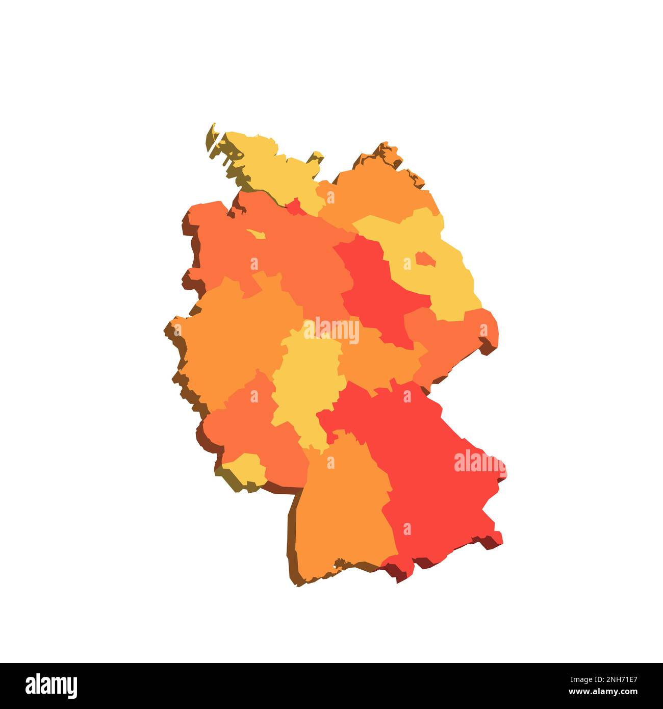 Allemagne carte politique des divisions administratives - Etats fédéraux. 3D carte dans des tons de couleur orange. Illustration de Vecteur