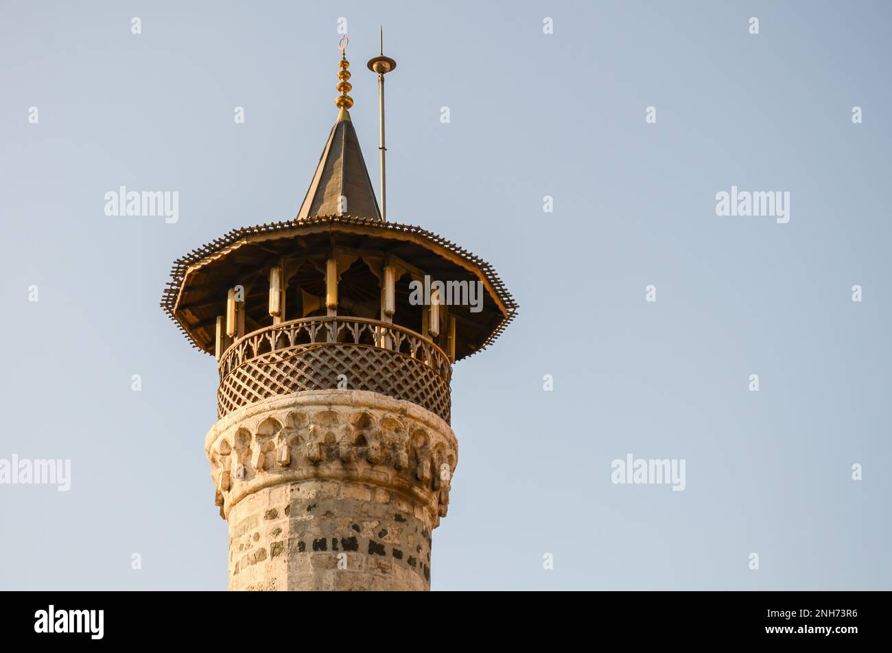 Détail de minaret architectural de la mosquée Sarimiye, Antakya, Hatay, Turquie (2013) Banque D'Images