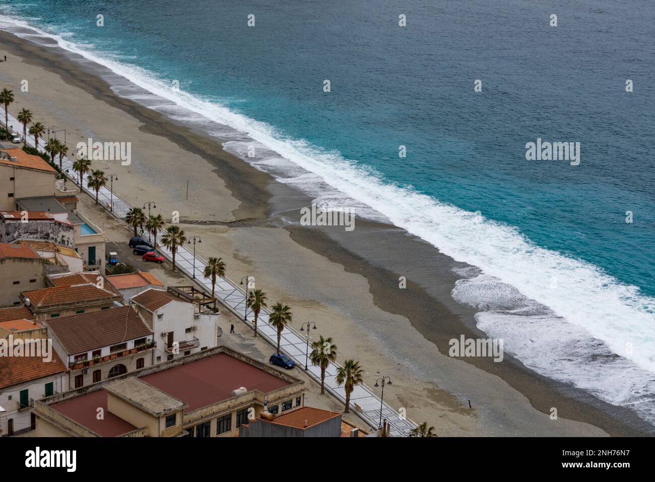 Plage de Scilla vue d'en haut, Calabre Banque D'Images