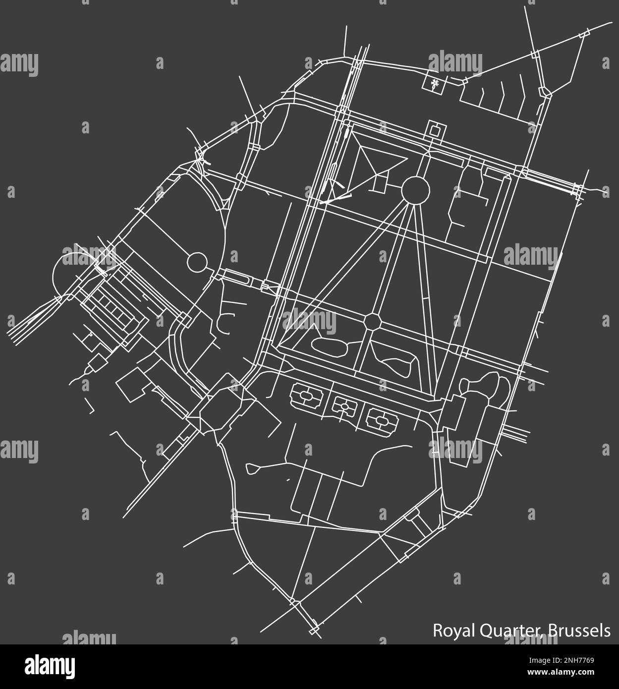 Carte des rues du QUARTIER ROYAL (QUARTIER ROYAL, KONINGSWIJK), BRUXELLES Illustration de Vecteur