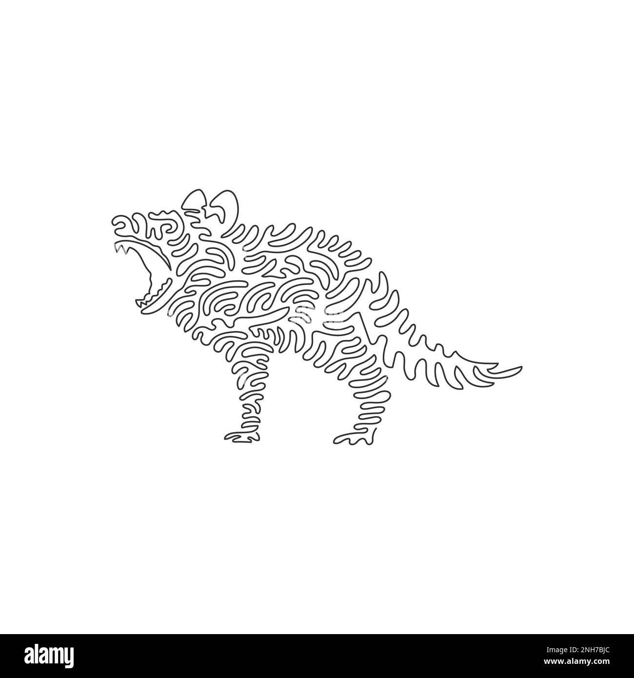 Dessin continu d'une ligne de l'art abstrait du diable de Tasmanie carnivore Illustration vectorielle modifiable d'un seul trait des températures féroces de Tasmanie Illustration de Vecteur