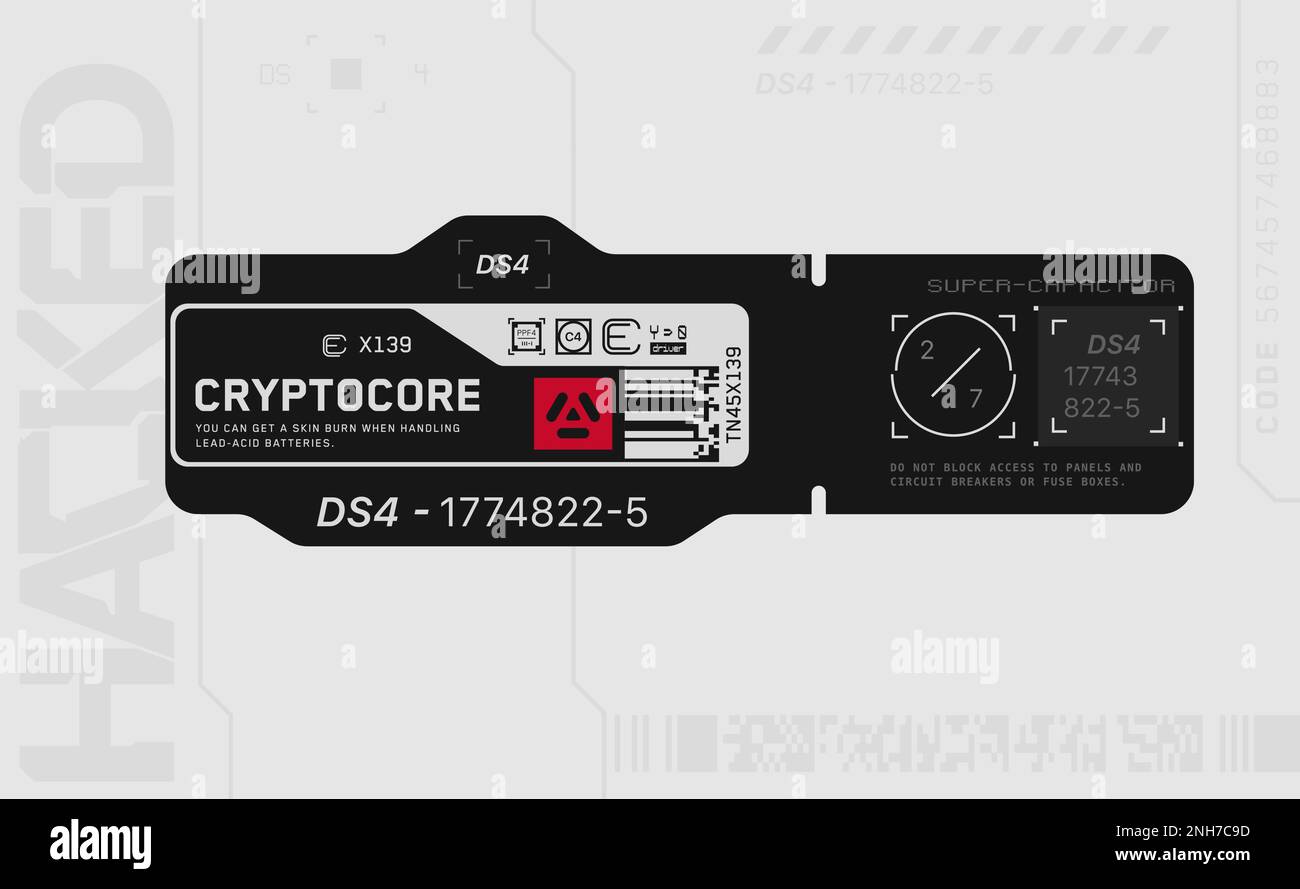 Autocollant « cyber-punk ». Autocollant vectoriel, étiquette de style futuriste. Signes, inscriptions et symboles SCI fi. Illustration de Vecteur