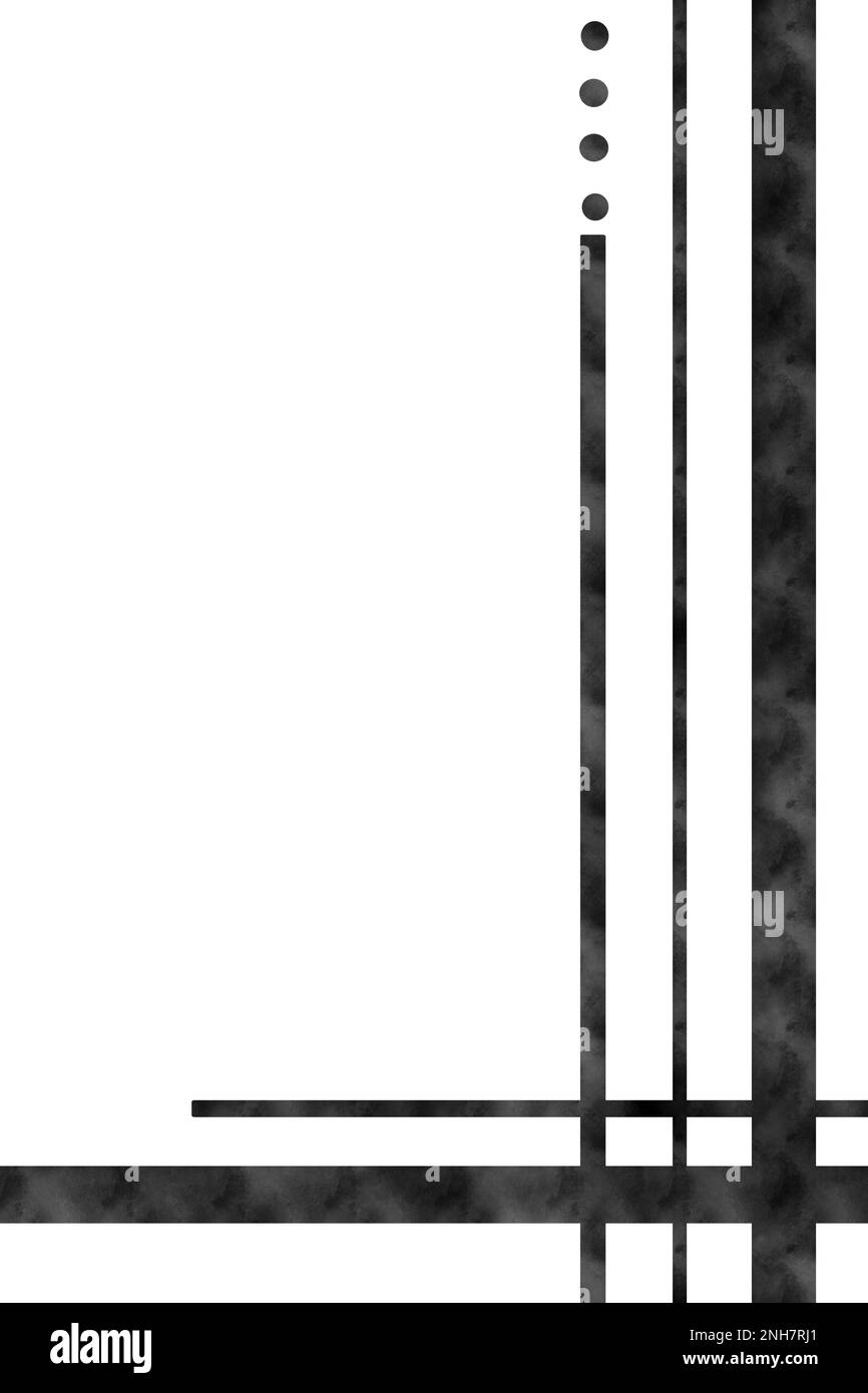 Formes géométriques abstraites Grunge Pattern. Lignes géométriques modernes et minimalistes noires. Décoration murale. Style de ligne simple. Art mural abstrait Banque D'Images Formes géométriques abstraites Grunge Pattern. Lignes géométriques modernes et minimalistes noires. Décoration murale. Style de ligne simple. Art mural abstrait Banque D'Images