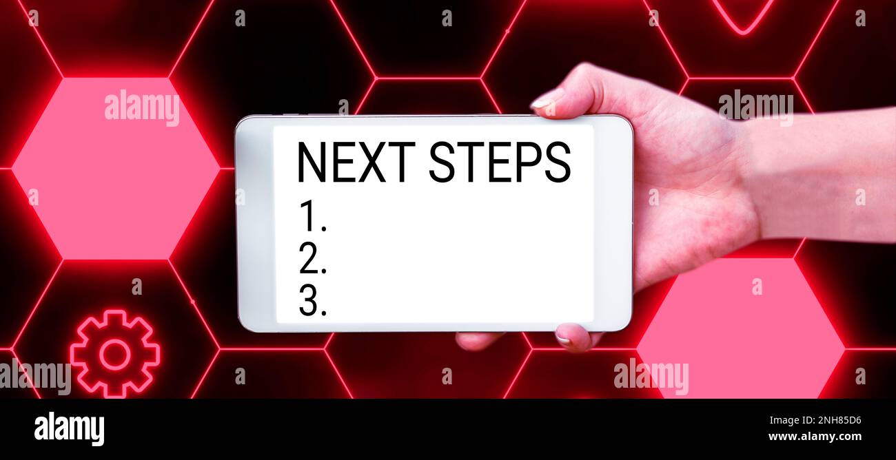 Ecriture du texte affiché prochaines étapes 1,2,3. Photo conceptuelle quelque chose que vous faites ou planifiez après avoir terminé autre chose Banque D'Images
