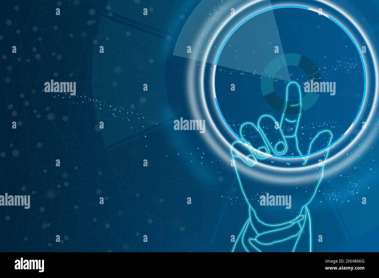 Libellé ai(Artificial Intelligence) avec le design du circuit Résumé numérique futuriste et technologie sur fond bleu foncé. Banque D'Images